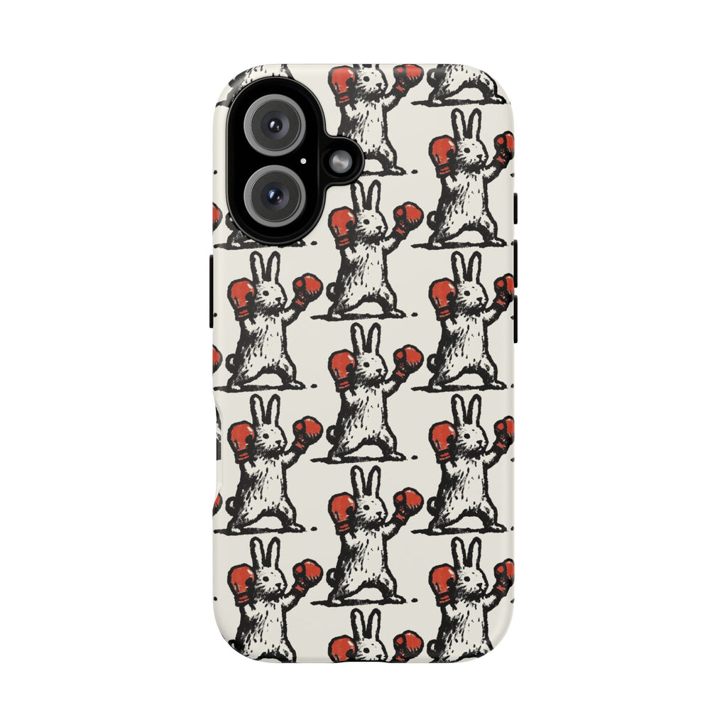 Playful Boxing Bunny Pattern Tough iPhone Case