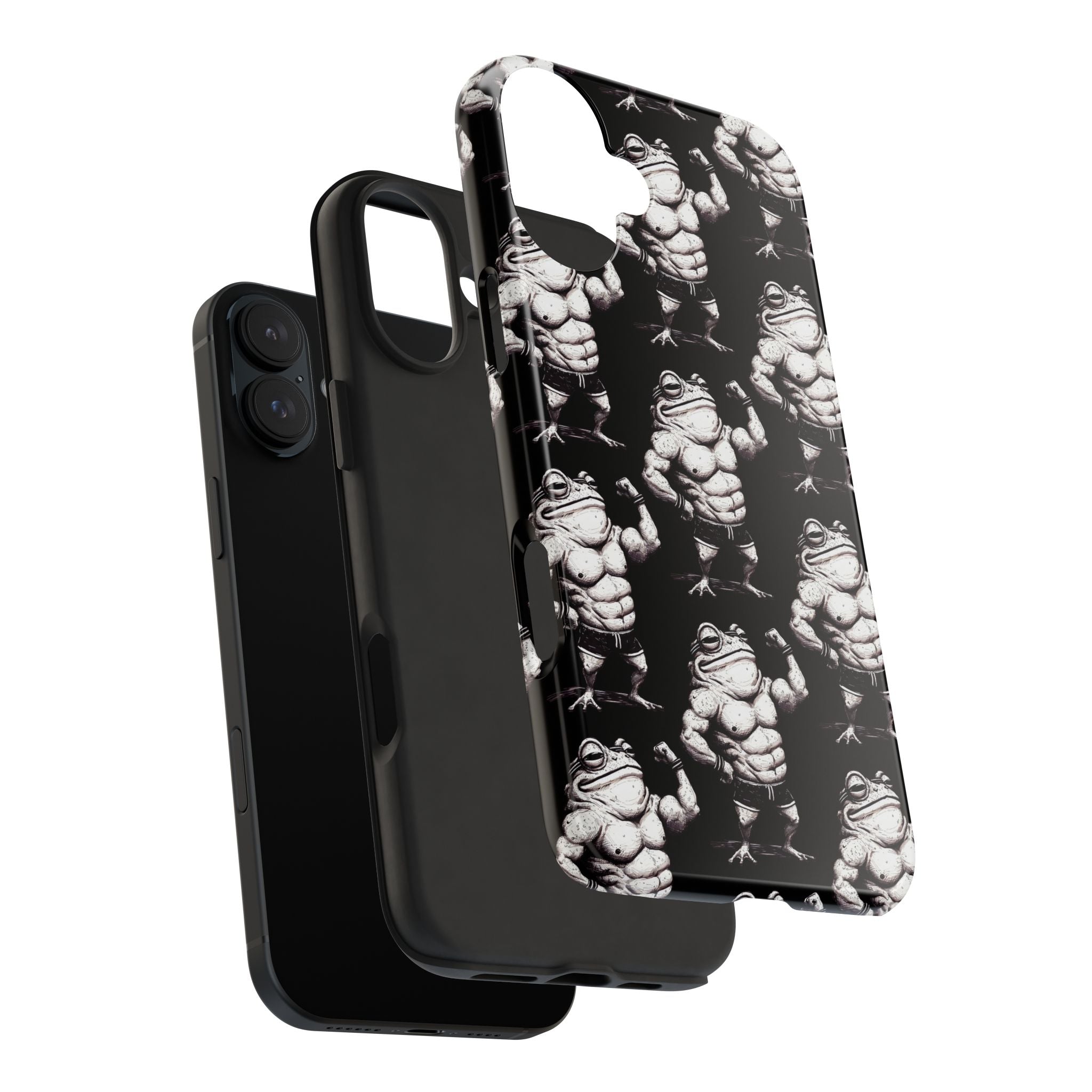 Frog Muscle Pattern Phone Case — Tough Black Protective iPhone Cover