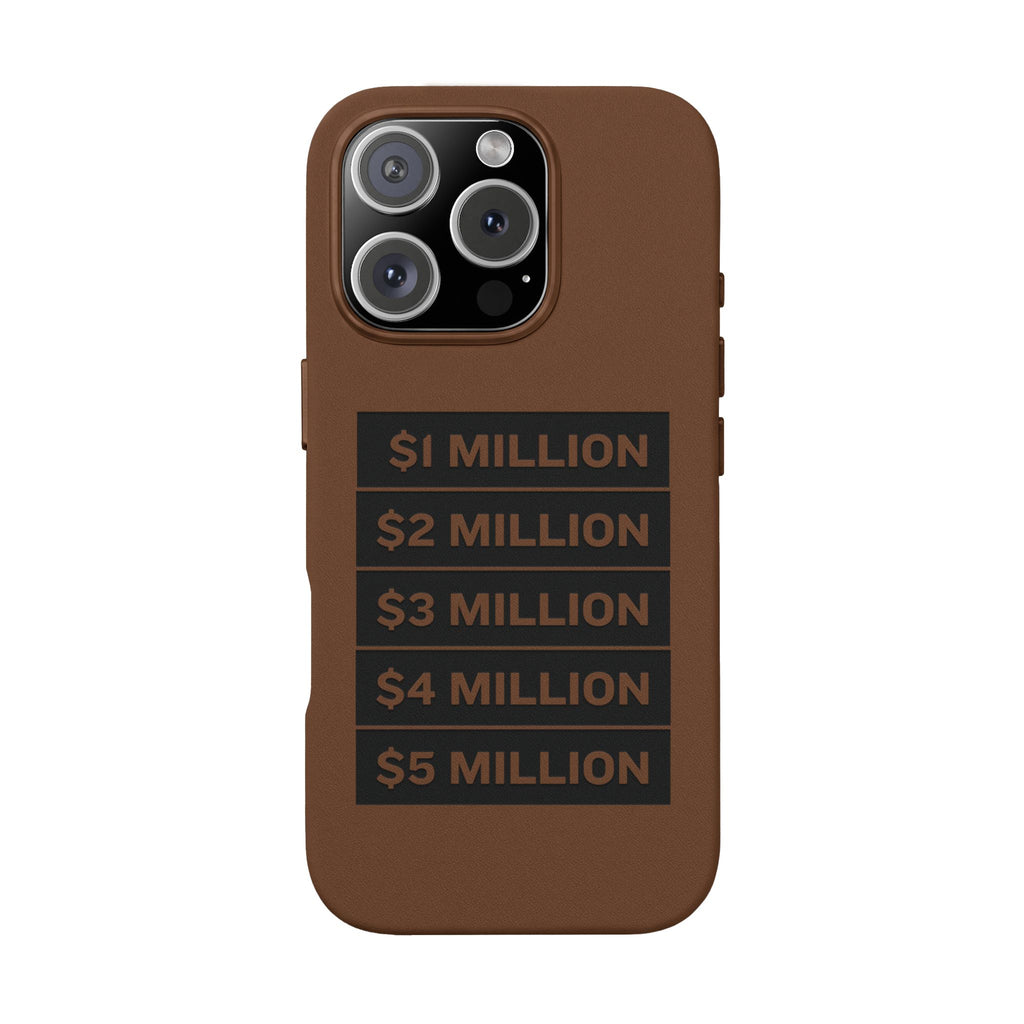 Stacked Milestones (1M–5M) —Engraved PU Leather Phone Case