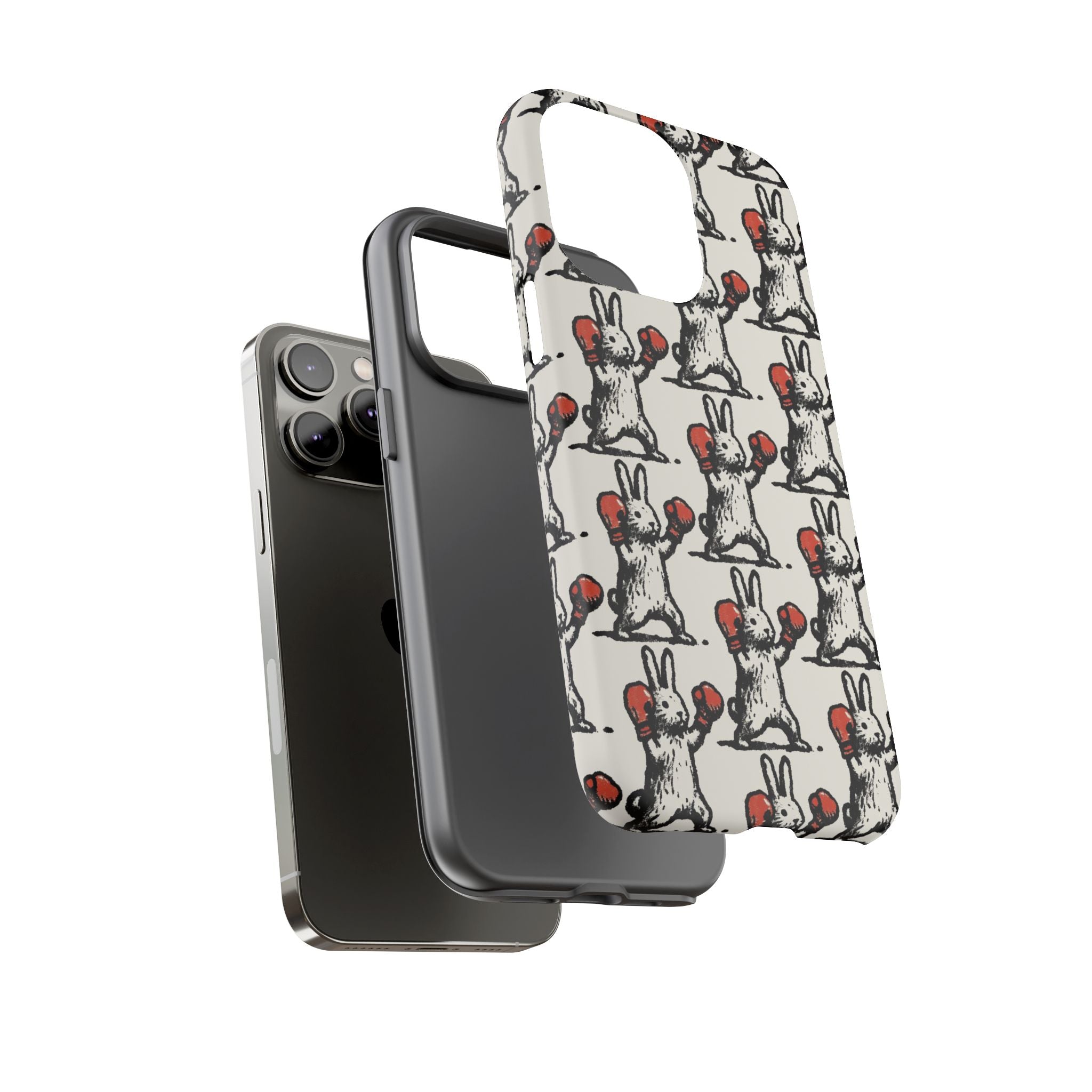 Playful Boxing Bunny Pattern Tough iPhone Case