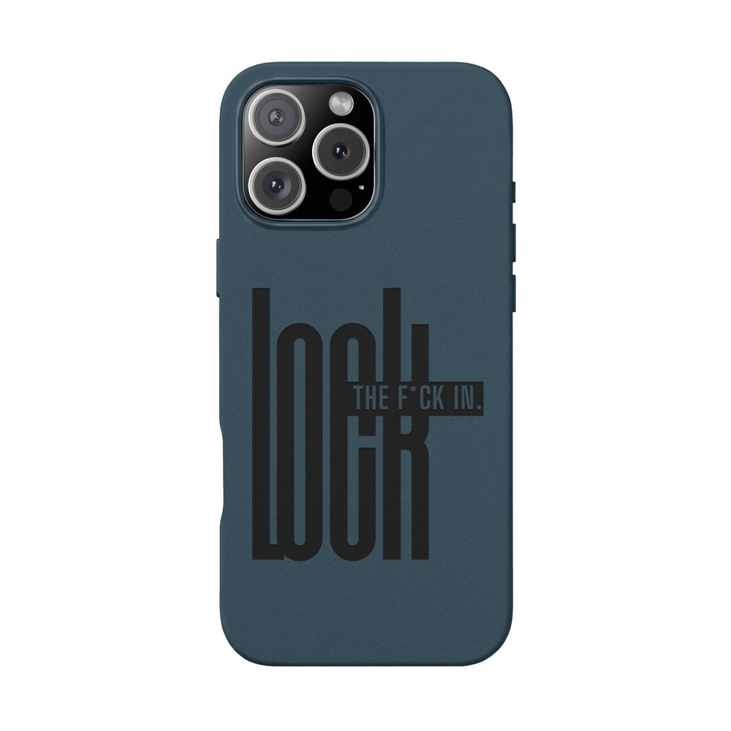 'LOCK the F*CK IN' Engraved Brown Protective Cover —PU Leather Phone Case