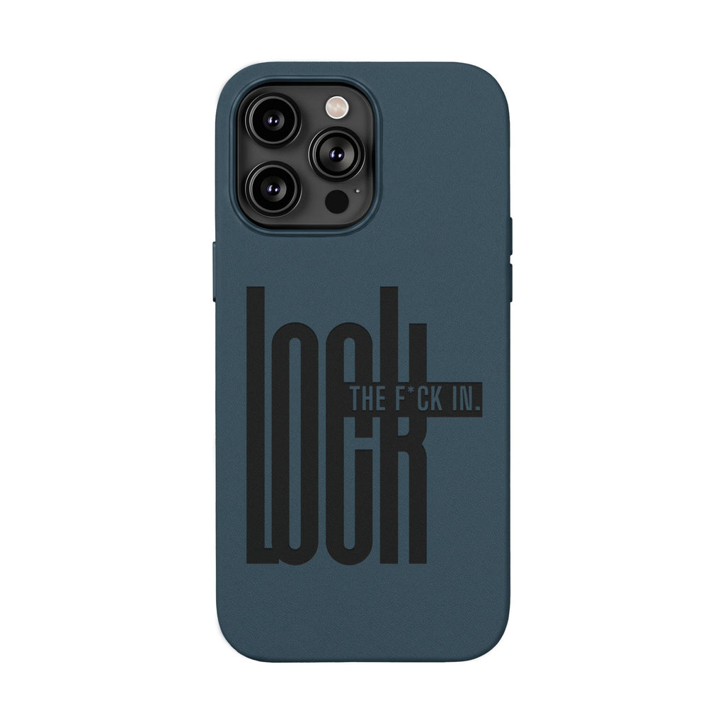 'LOCK the F*CK IN' Engraved Brown Protective Cover —PU Leather Phone Case