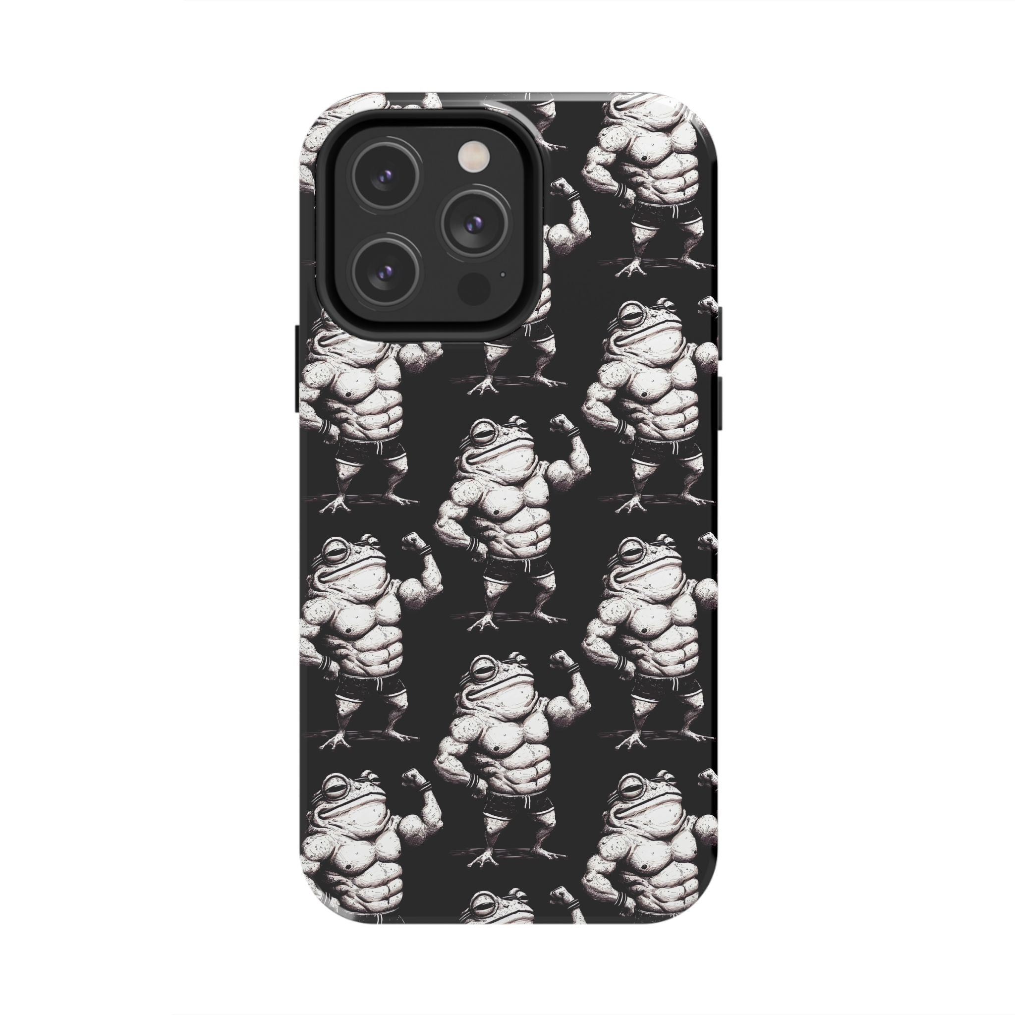 Frog Muscle Pattern Phone Case — Tough Black Protective iPhone Cover