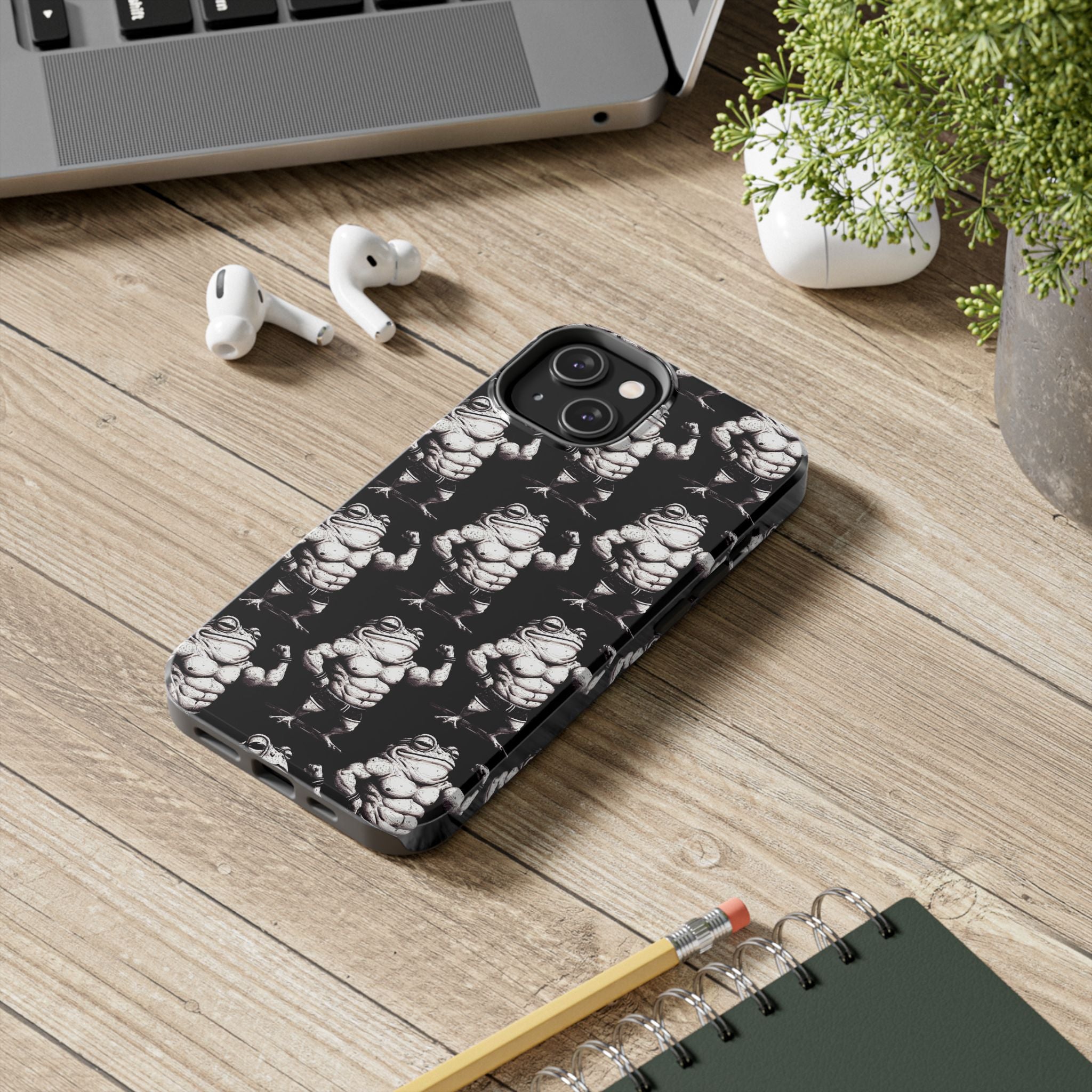 Frog Muscle Pattern Phone Case — Tough Black Protective iPhone Cover