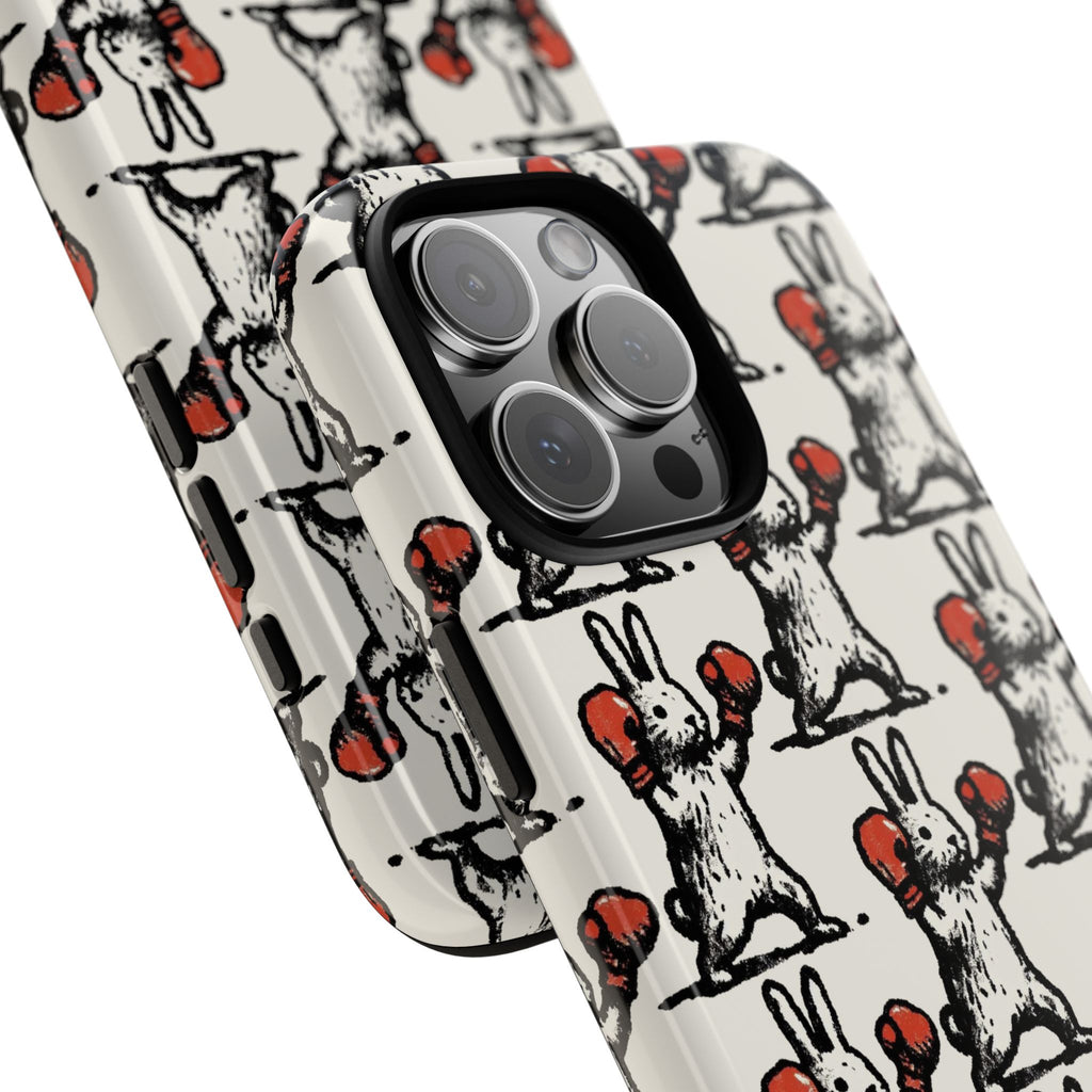 Playful Boxing Bunny Pattern Tough iPhone Case