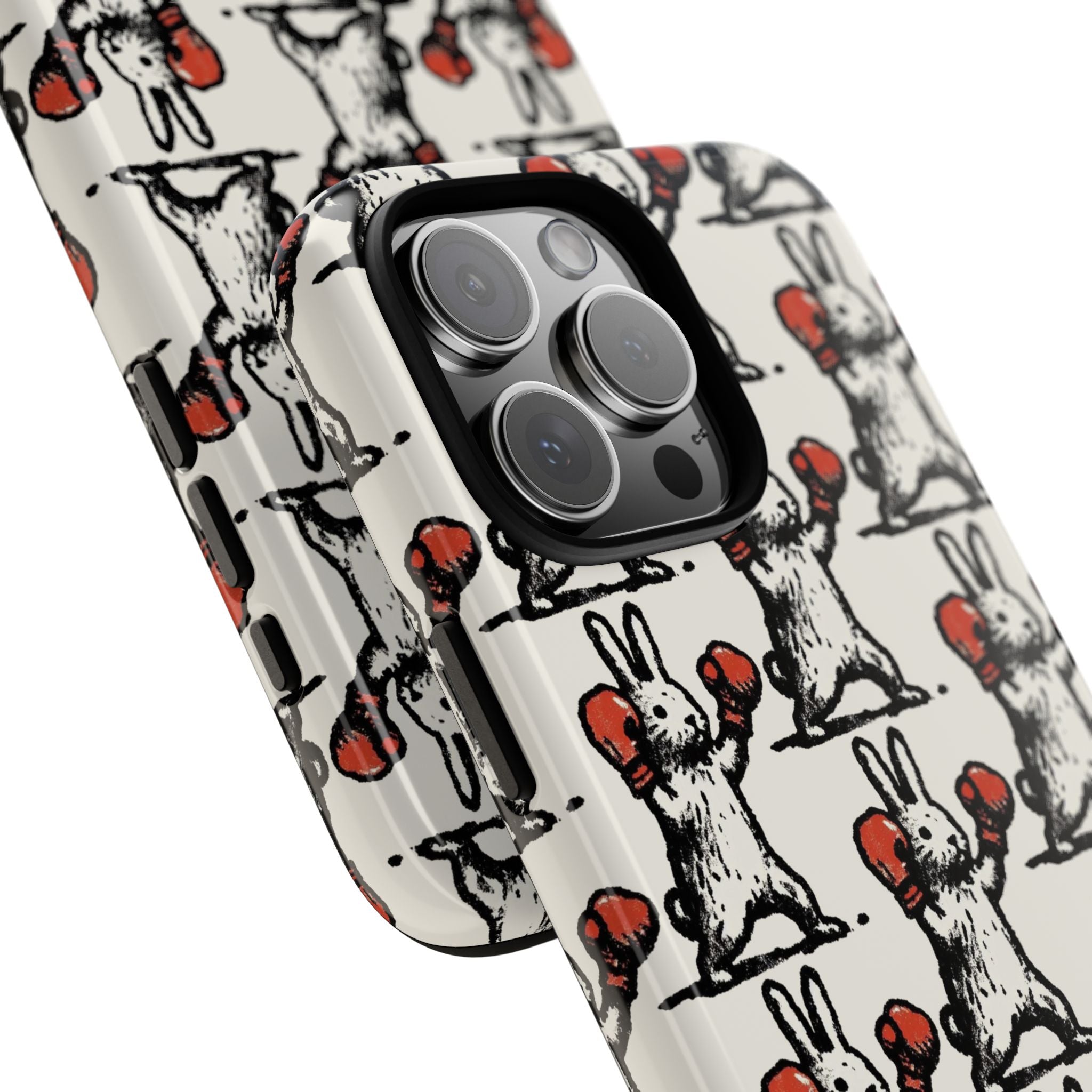 Playful Boxing Bunny Pattern Tough iPhone Case