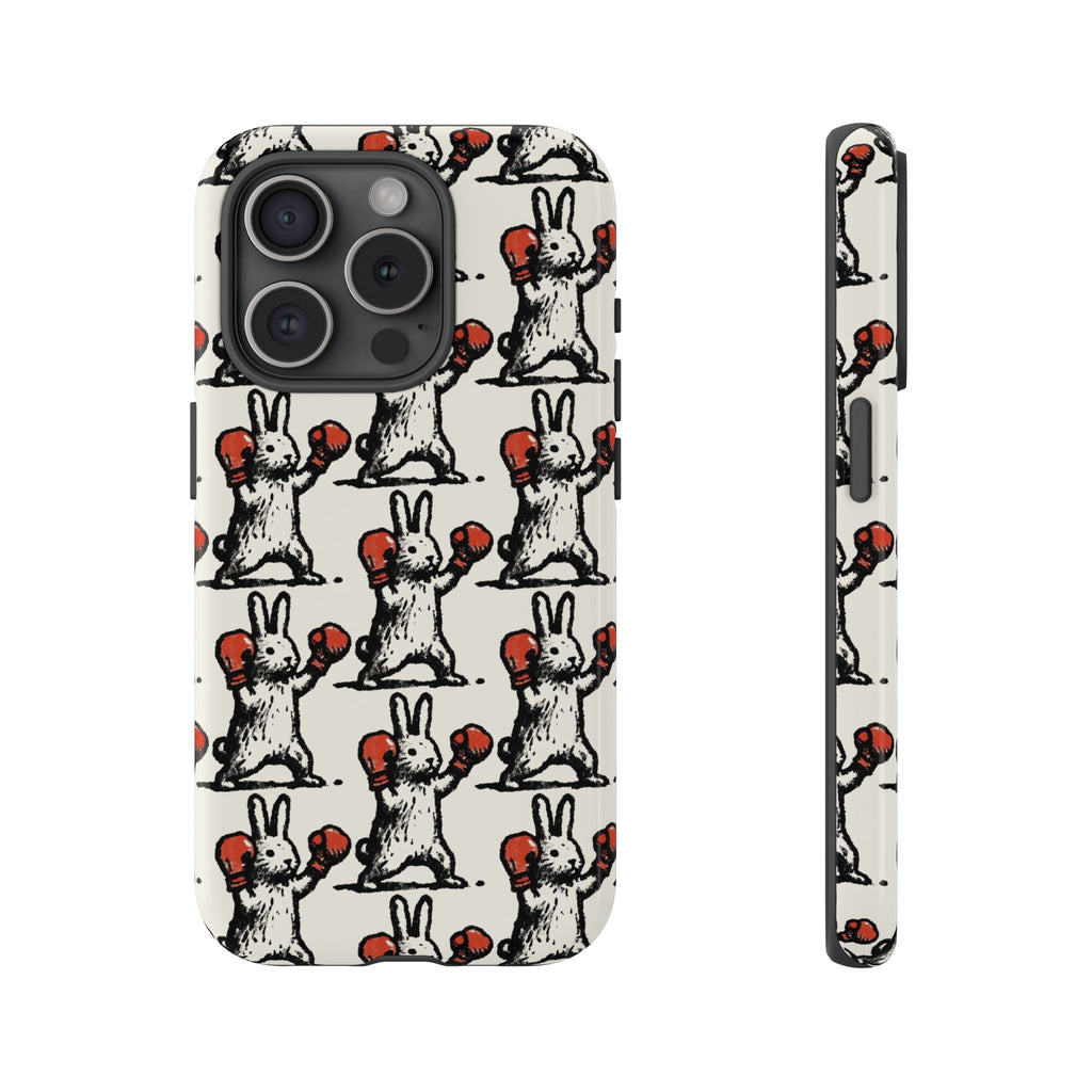 Playful Boxing Bunny Pattern Tough iPhone Case