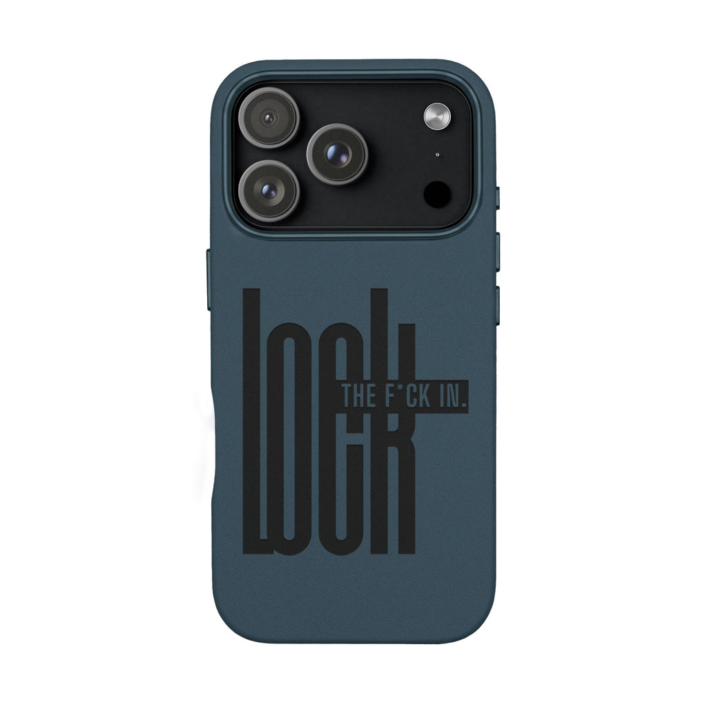 'LOCK the F*CK IN' Engraved Brown Protective Cover —PU Leather Phone Case