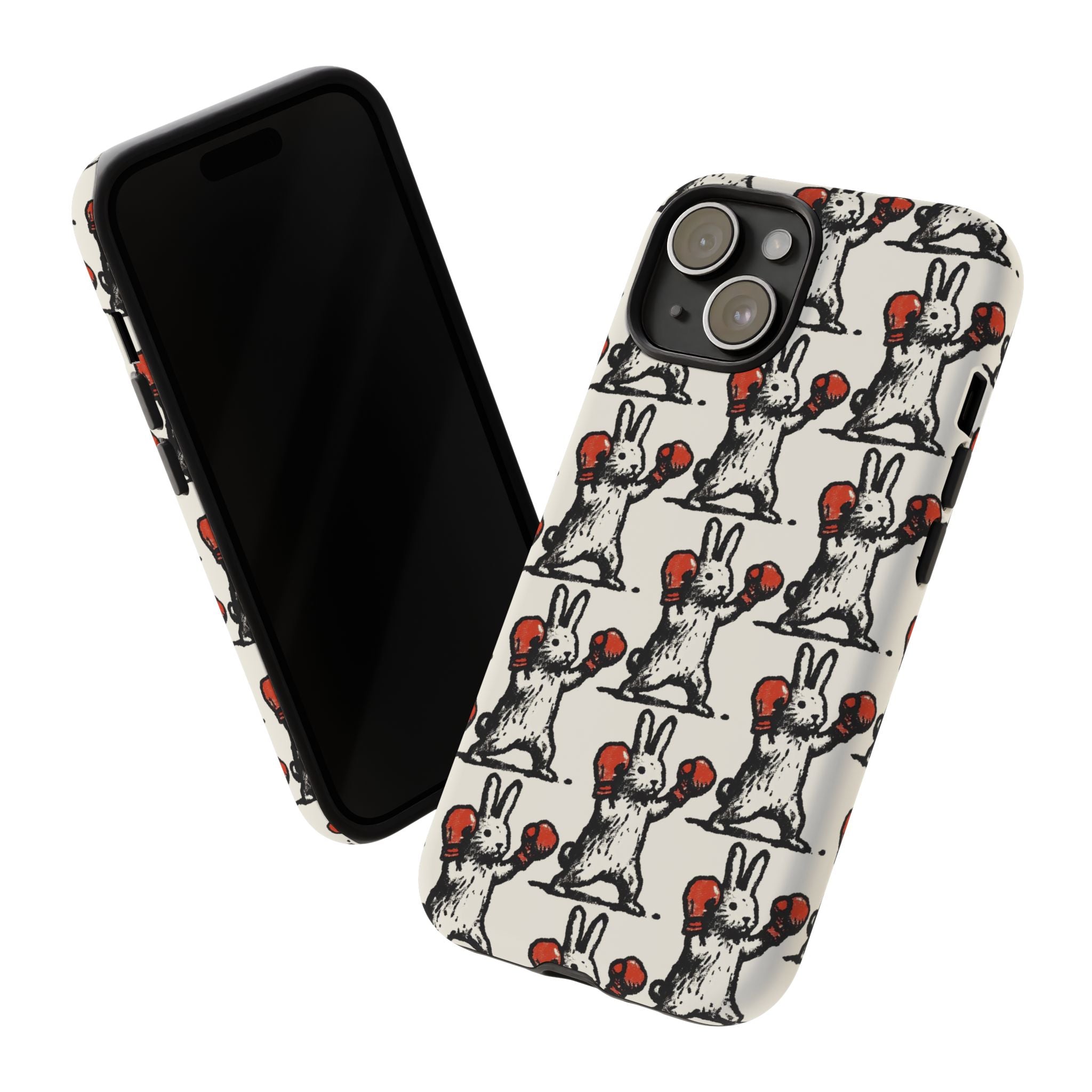 Playful Boxing Bunny Pattern Tough iPhone Case