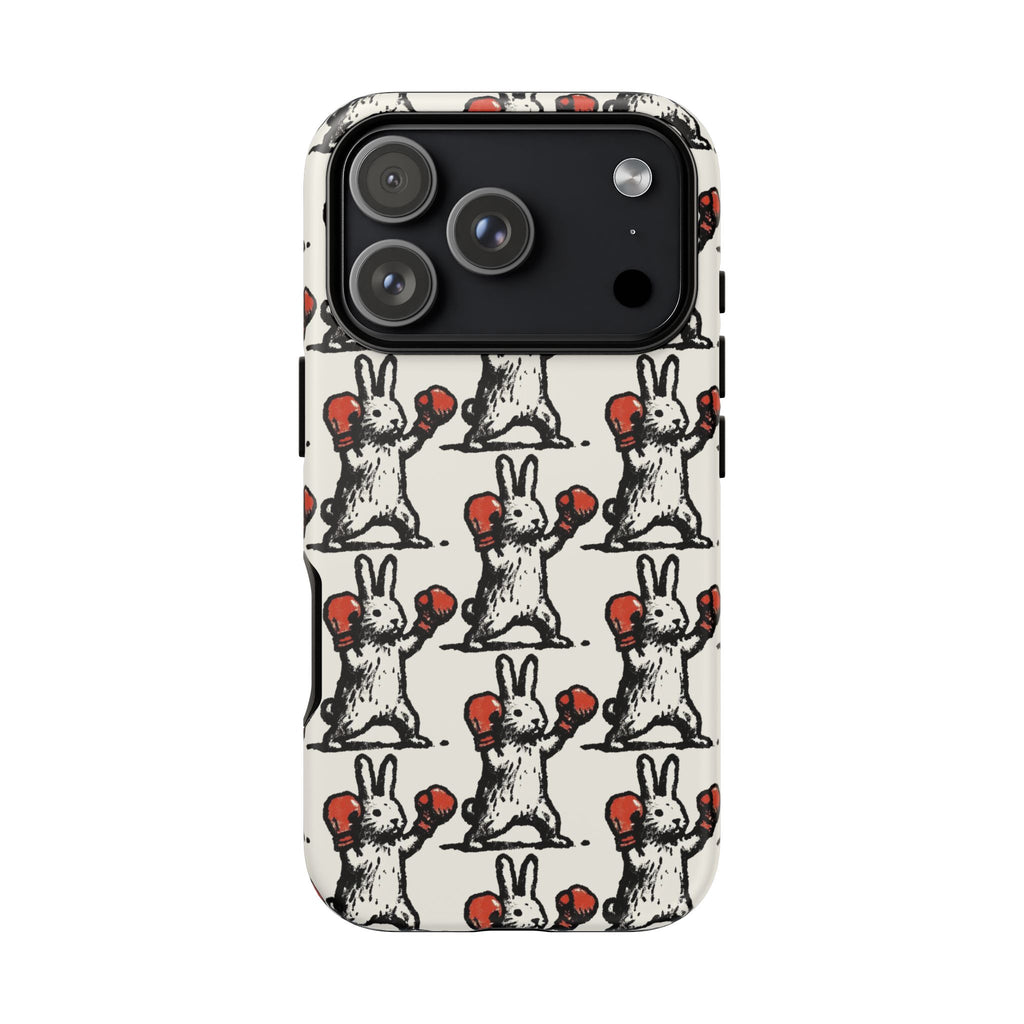 Playful Boxing Bunny Pattern Tough iPhone Case