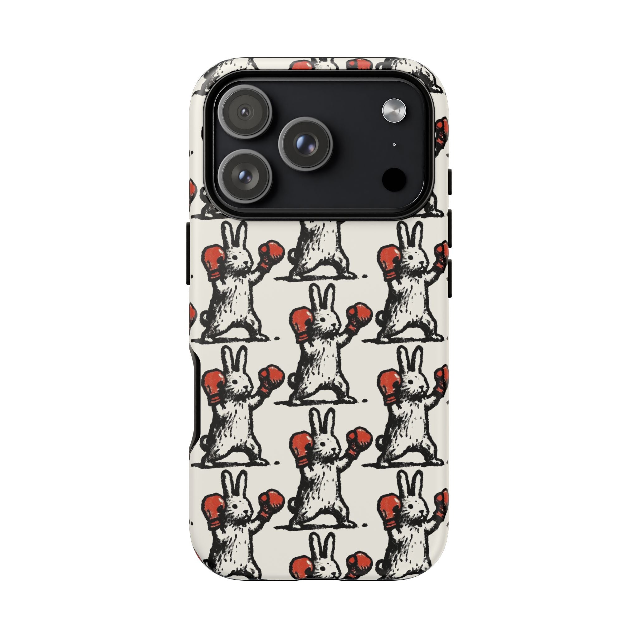 Playful Boxing Bunny Pattern Tough iPhone Case