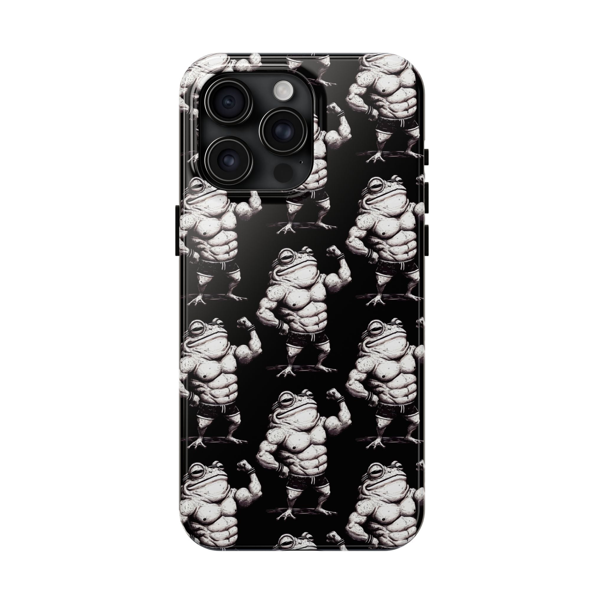 Frog Muscle Pattern Phone Case — Tough Black Protective iPhone Cover