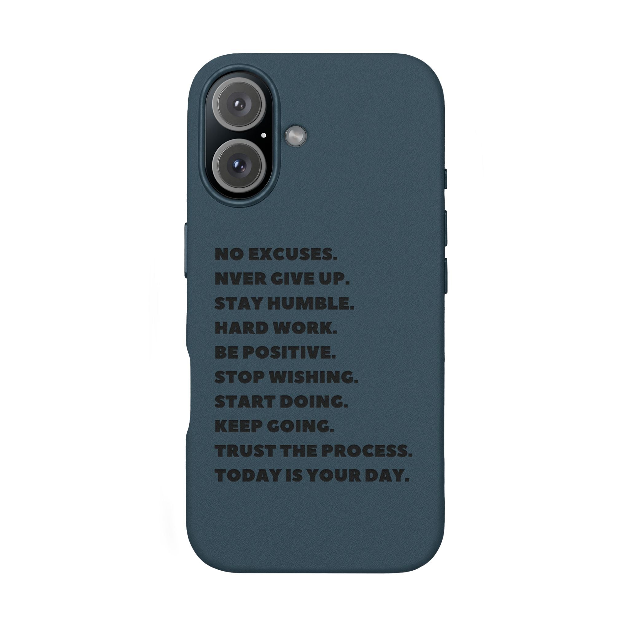 Engraved PU Leather Phone Case — Motivational Text Protective Cover