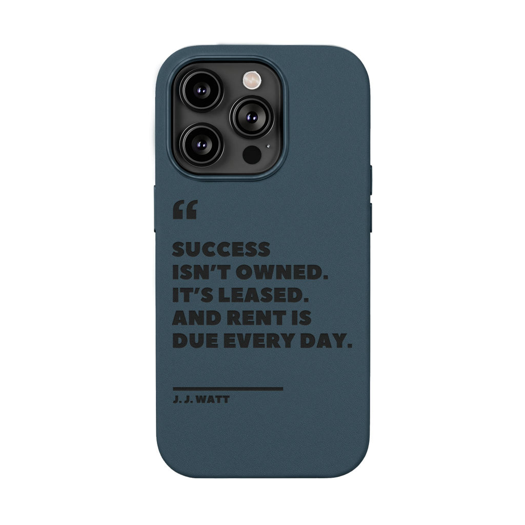 "Success Isn't Owned" Engraved PU Leather Phone Case