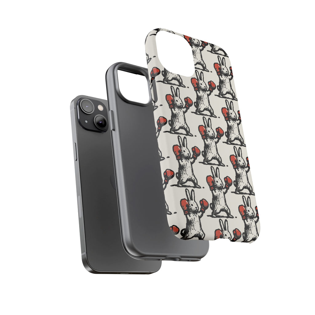 Playful Boxing Bunny Pattern Tough iPhone Case