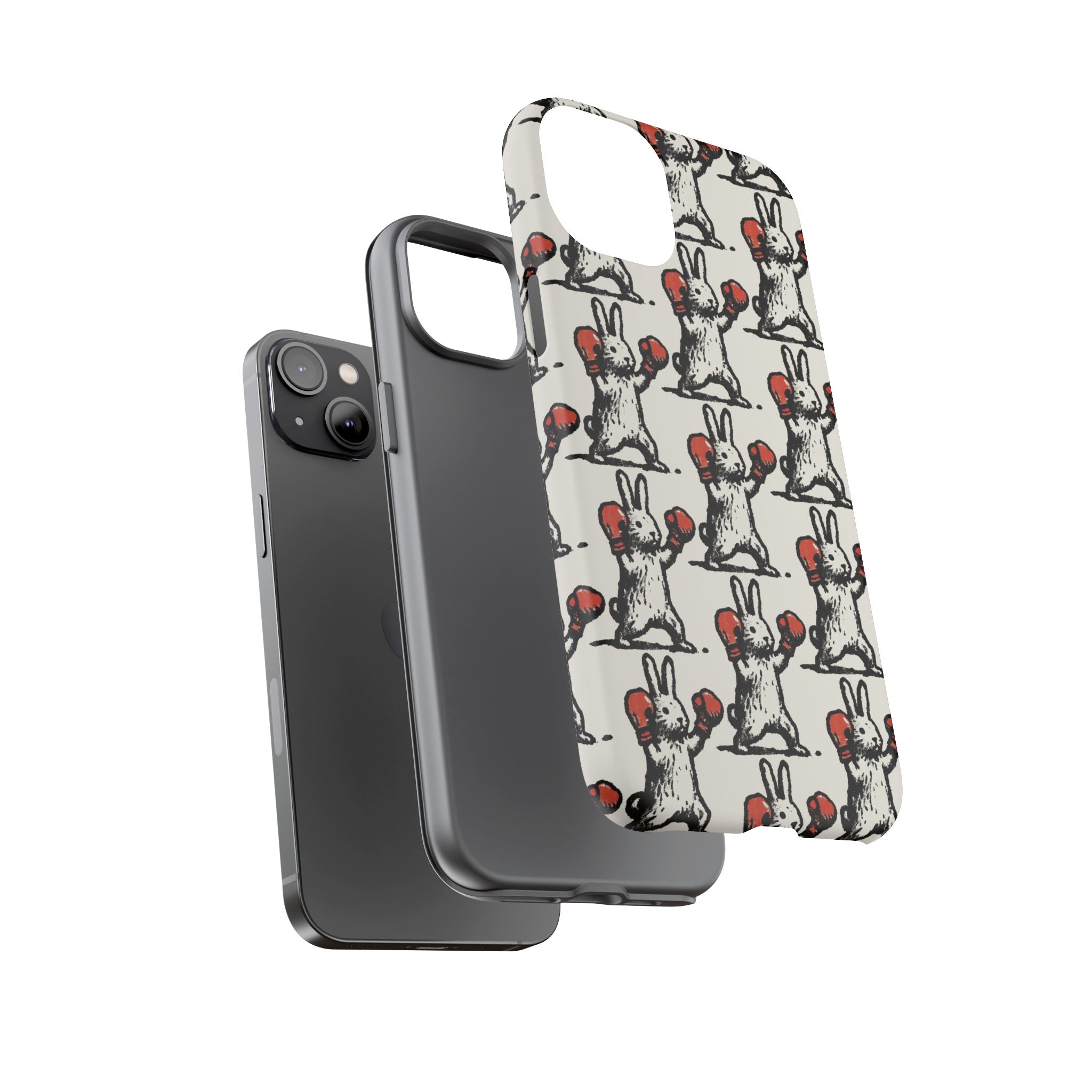 Playful Boxing Bunny Pattern Tough iPhone Case
