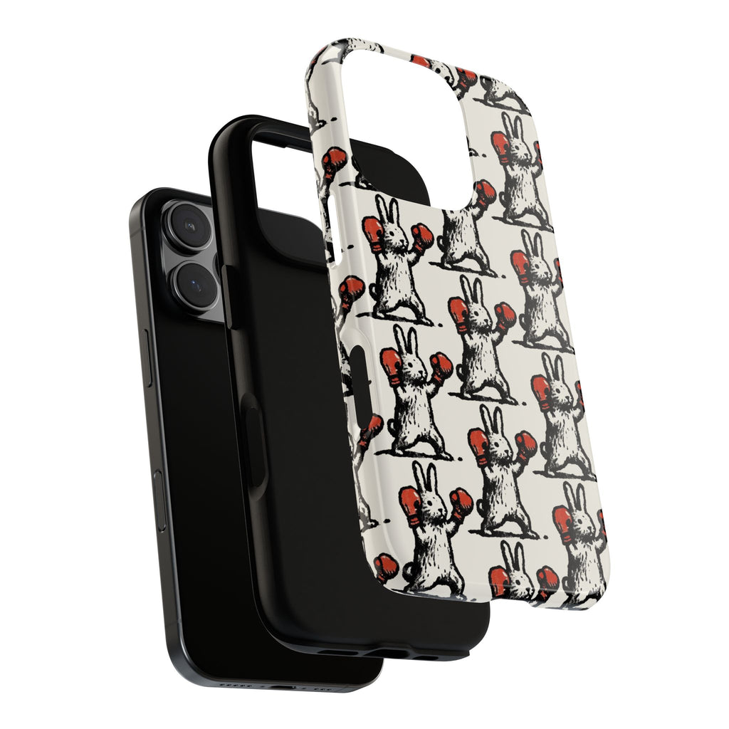 Playful Boxing Bunny Pattern Tough iPhone Case