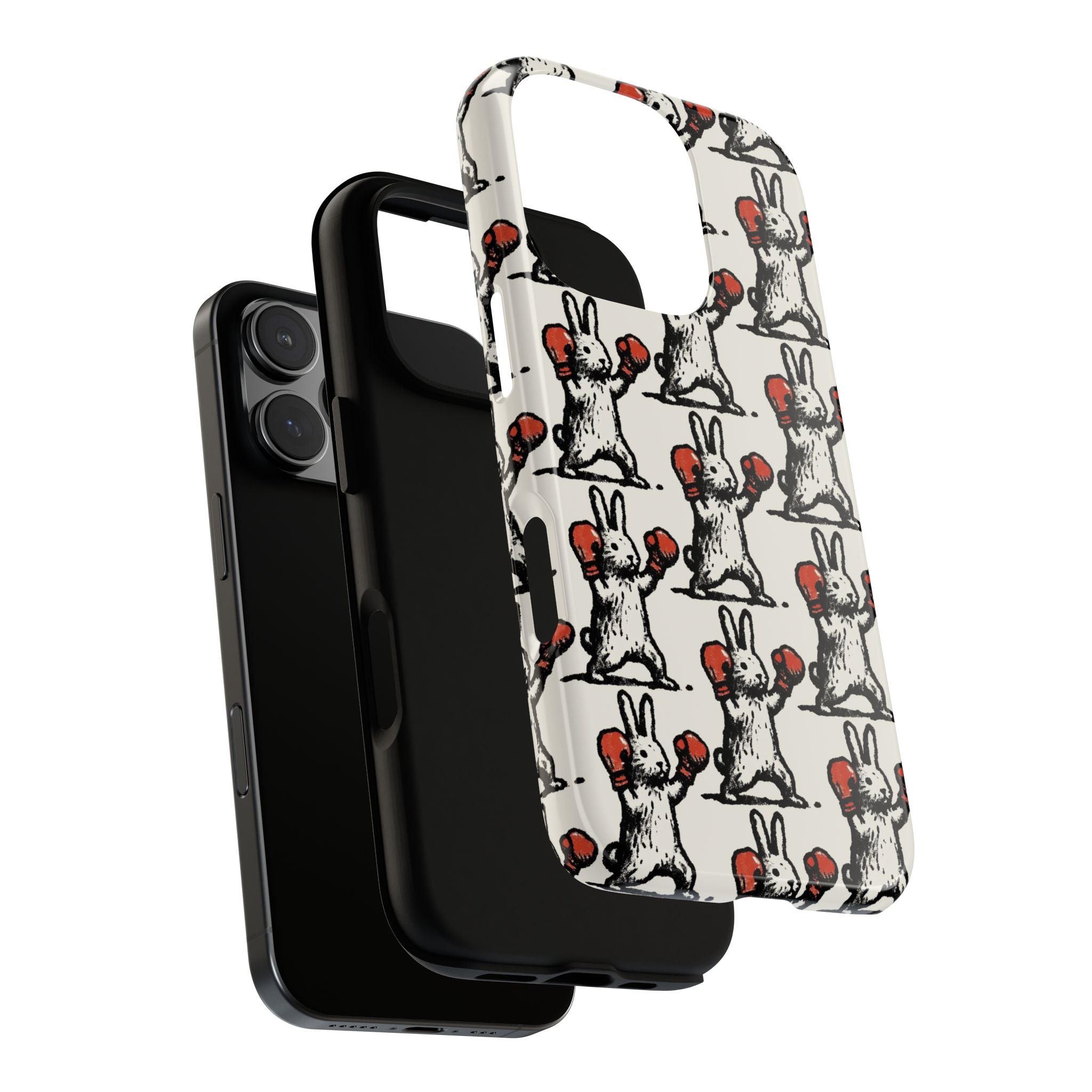 Playful Boxing Bunny Pattern Tough iPhone Case