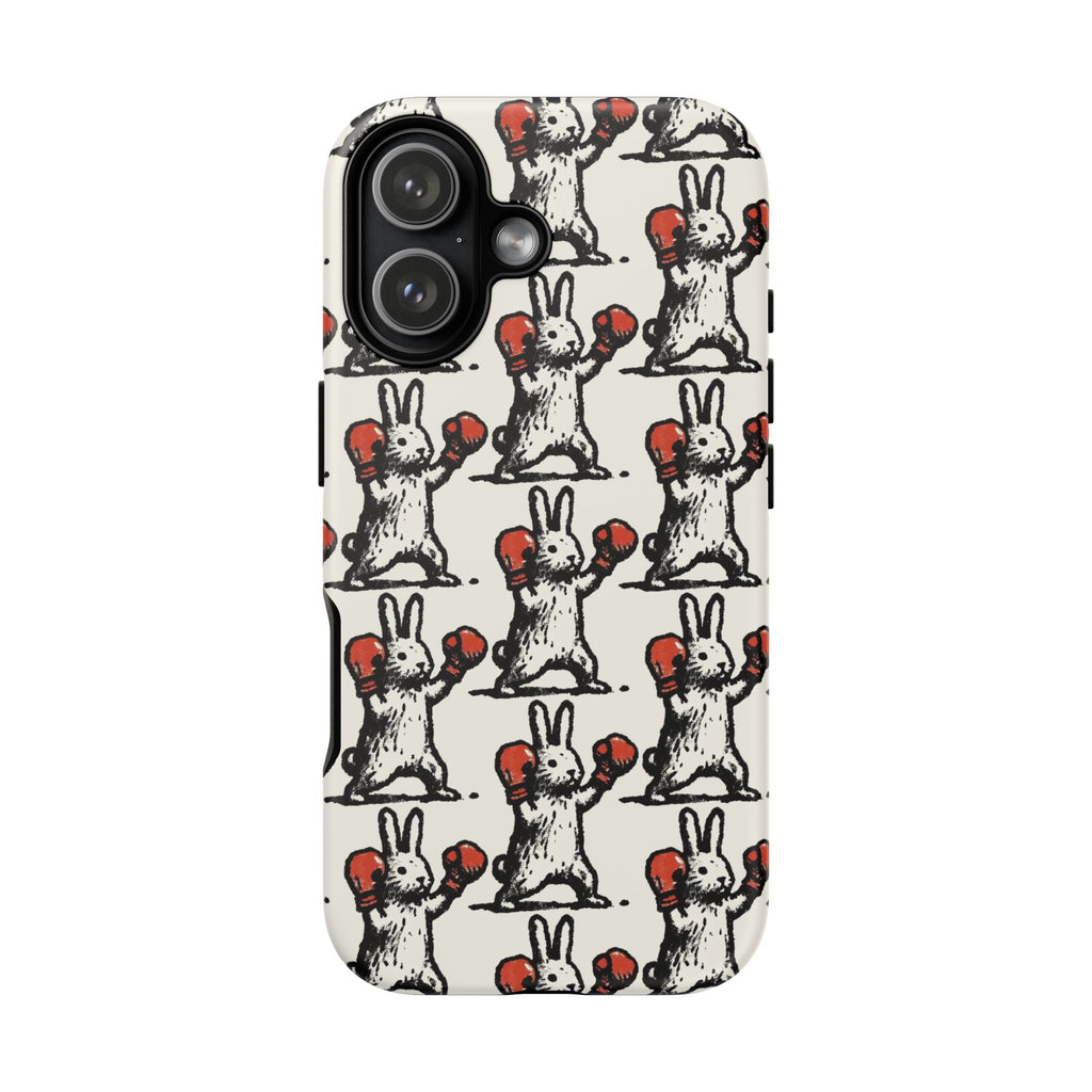 Playful Boxing Bunny Pattern Tough iPhone Case