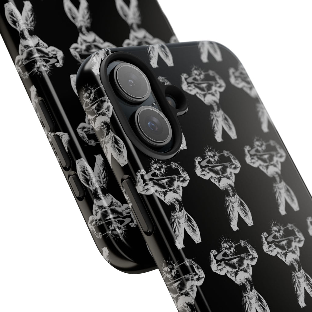 Black Tough Phone Case with White Moth Pattern — Protective iPhone Case, Gothic Nature Vibe