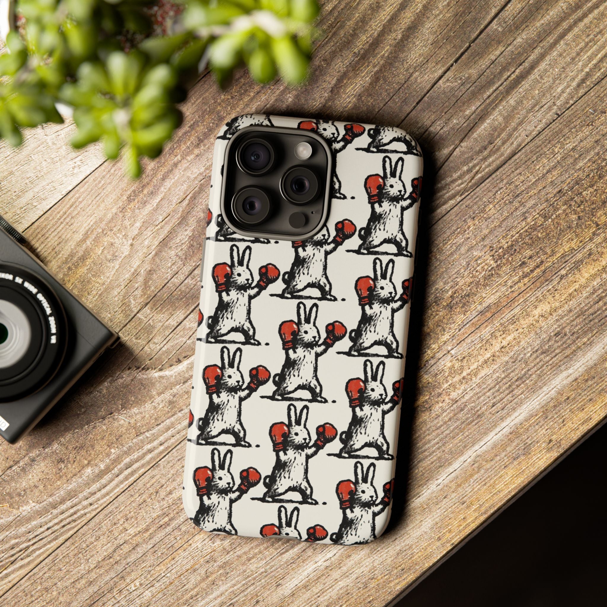 Playful Boxing Bunny Pattern Tough iPhone Case