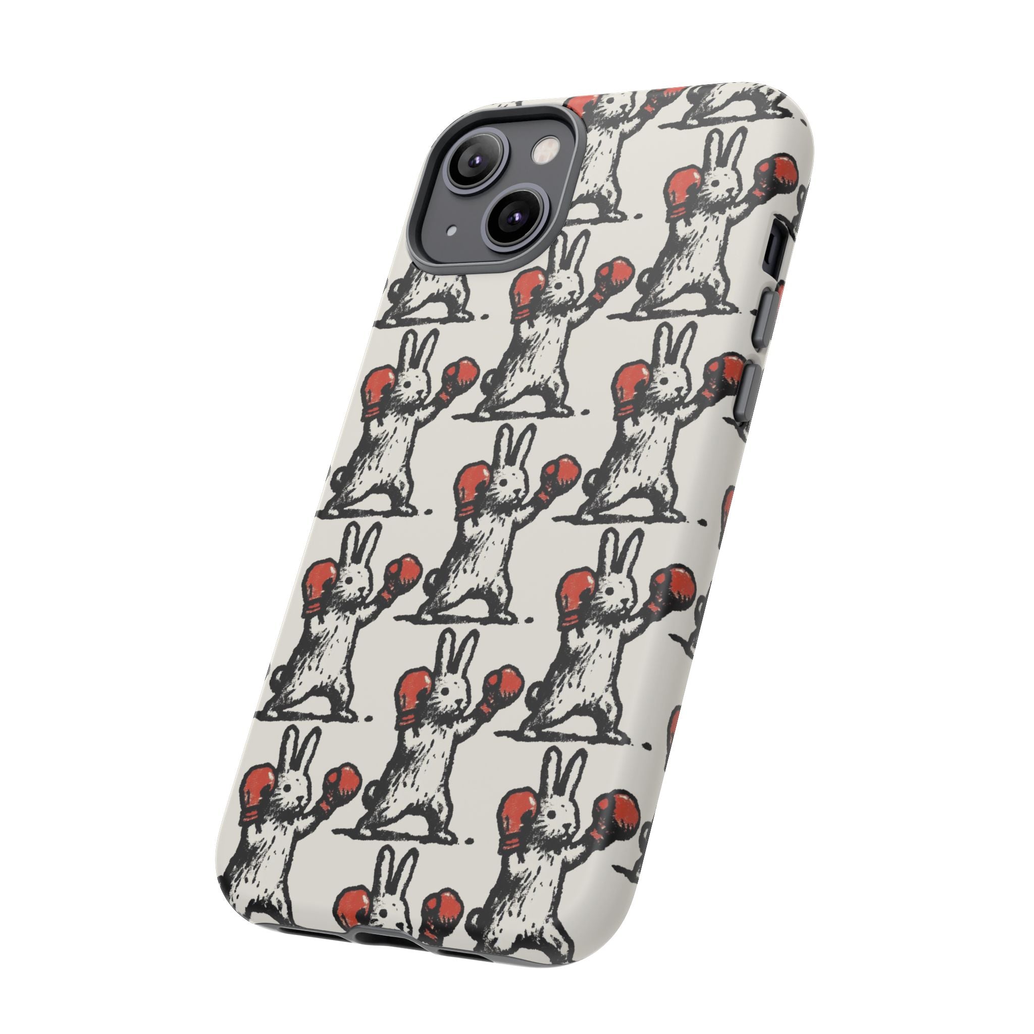 Playful Boxing Bunny Pattern Tough iPhone Case