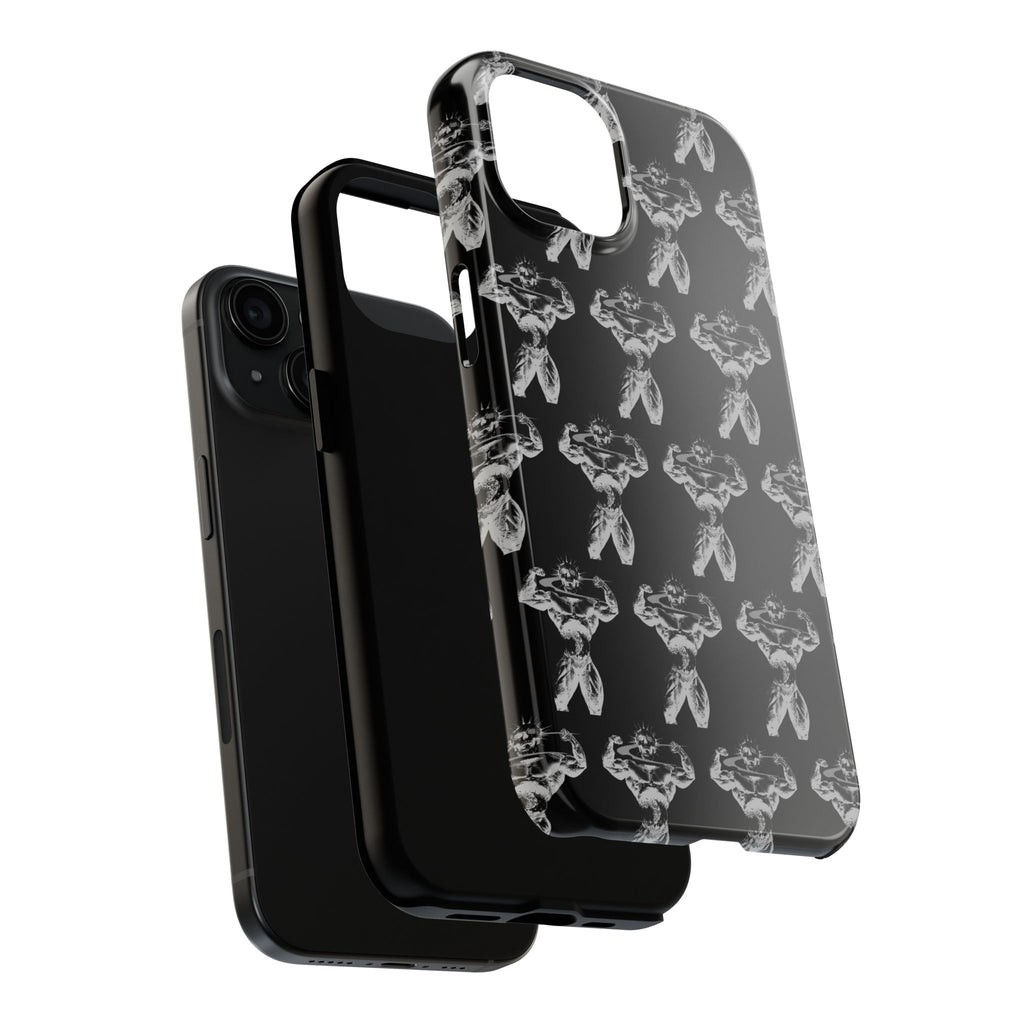 Black Tough Phone Case with White Moth Pattern — Protective iPhone Case, Gothic Nature Vibe