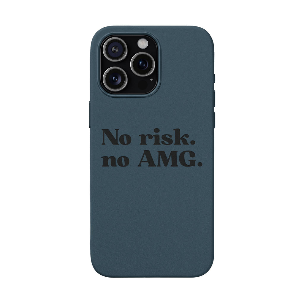 Engraved “No risk. no AMG.” Brown PU Leather Phone Case
