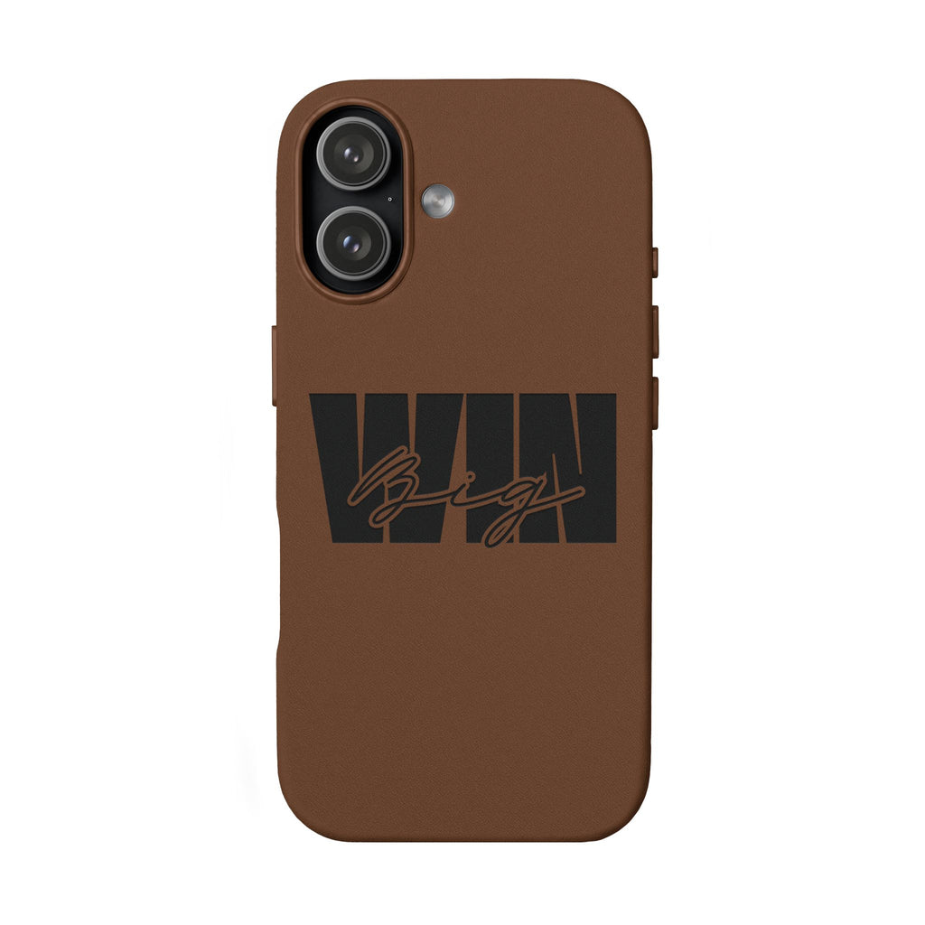Engraved PU Leather Phone Case—Brown Signature Stripe Design