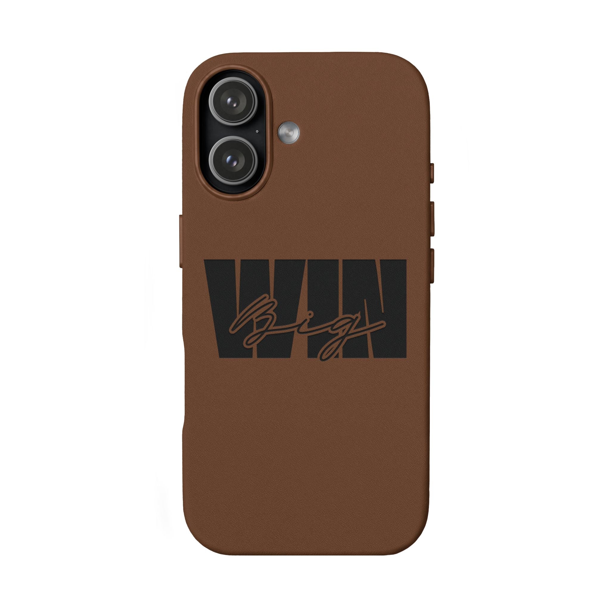 Engraved PU Leather Phone Case—Brown Signature Stripe Design
