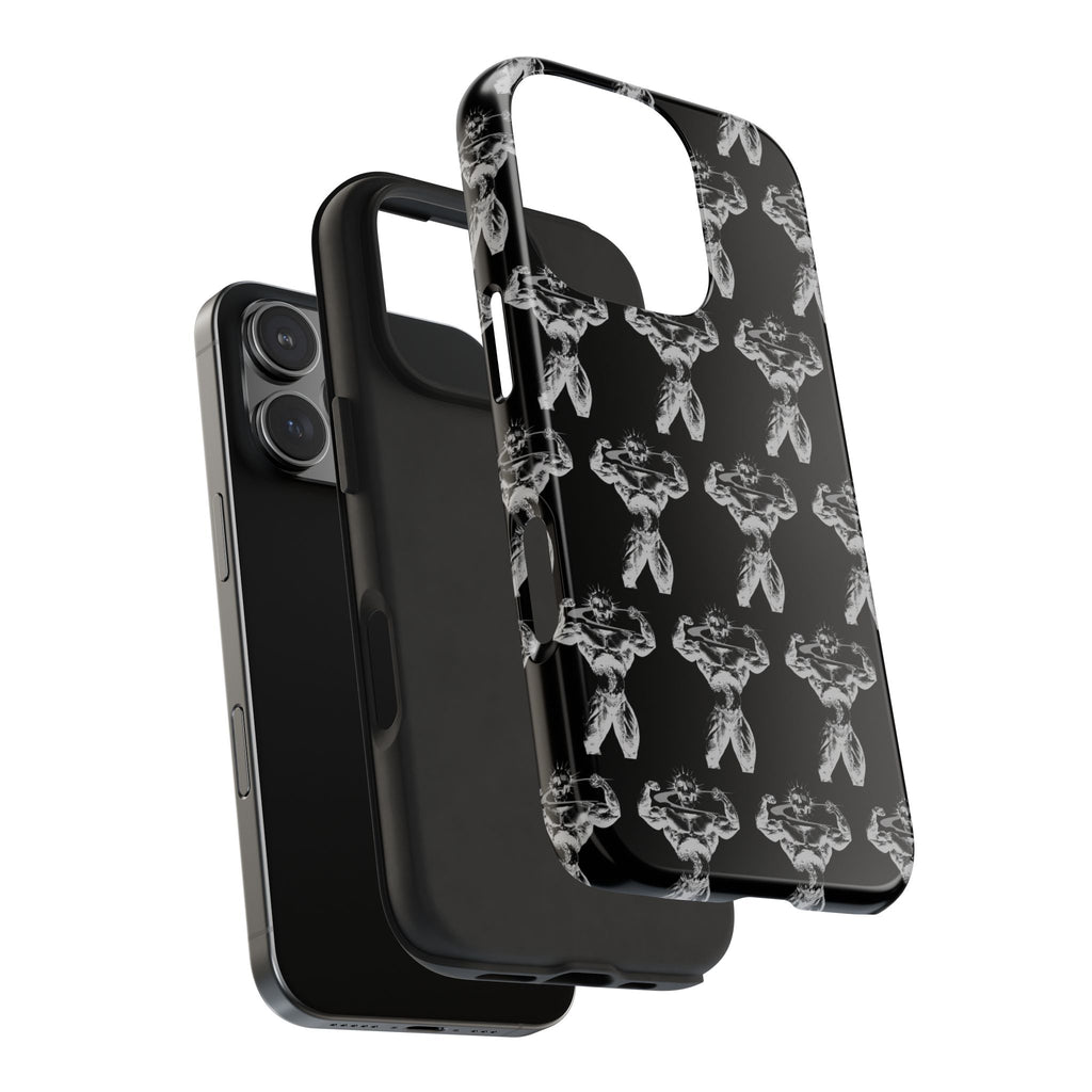 Black Tough Phone Case with White Moth Pattern — Protective iPhone Case, Gothic Nature Vibe