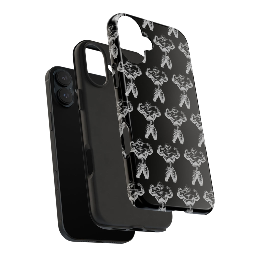 Black Tough Phone Case with White Moth Pattern — Protective iPhone Case, Gothic Nature Vibe