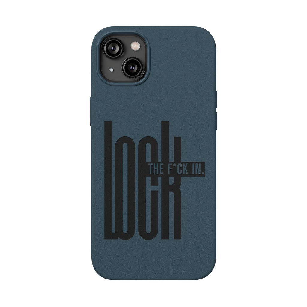 'LOCK the F*CK IN' Engraved Brown Protective Cover —PU Leather Phone Case