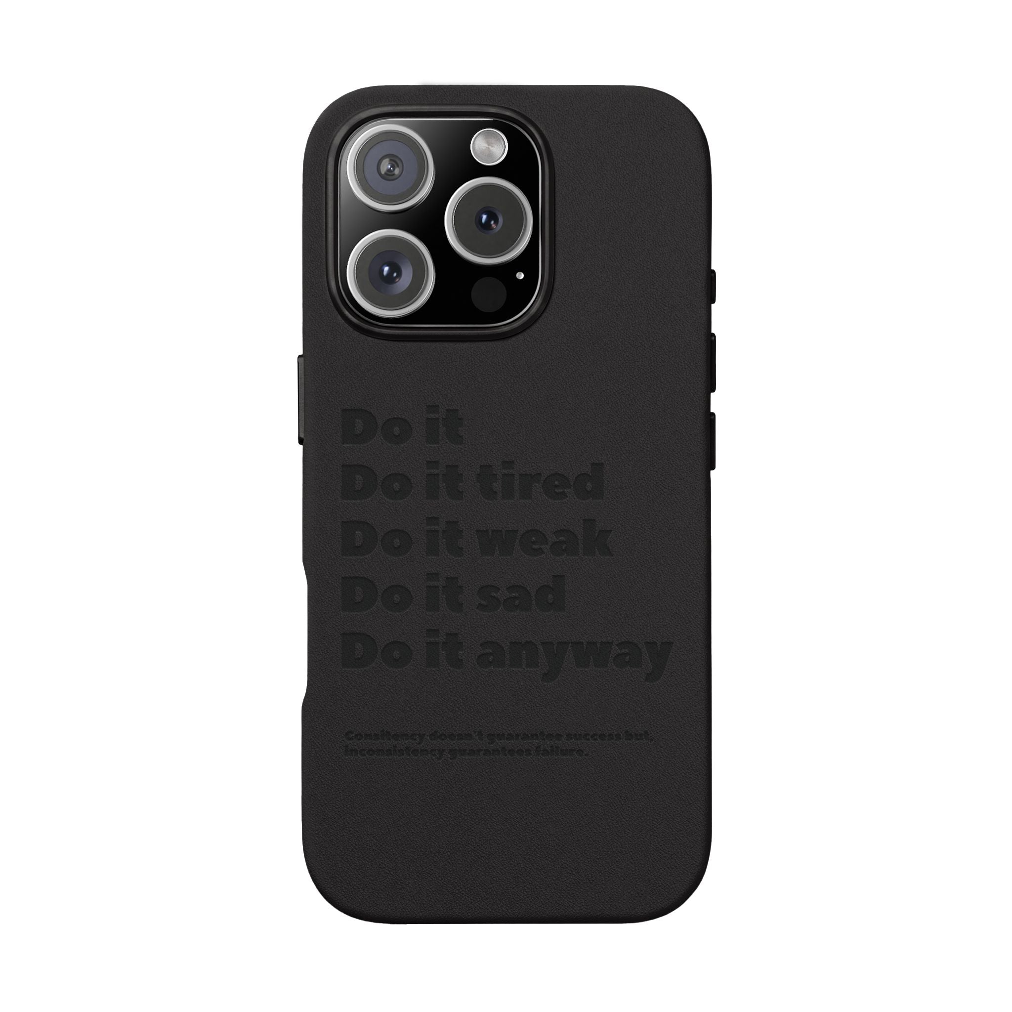 PU Leather Phone Case — Embossed Motivational Quote ‘Do it anyway’