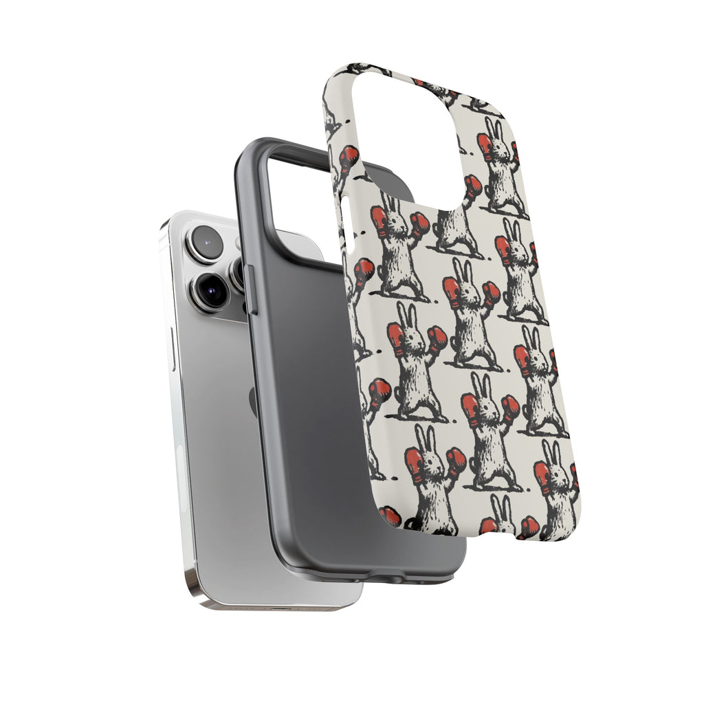 Playful Boxing Bunny Pattern Tough iPhone Case