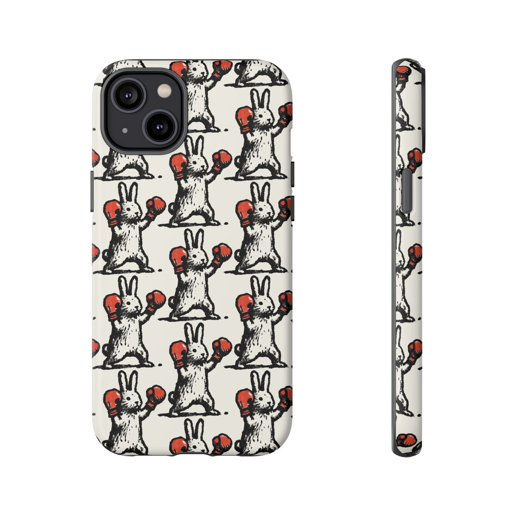 Playful Boxing Bunny Pattern Tough iPhone Case