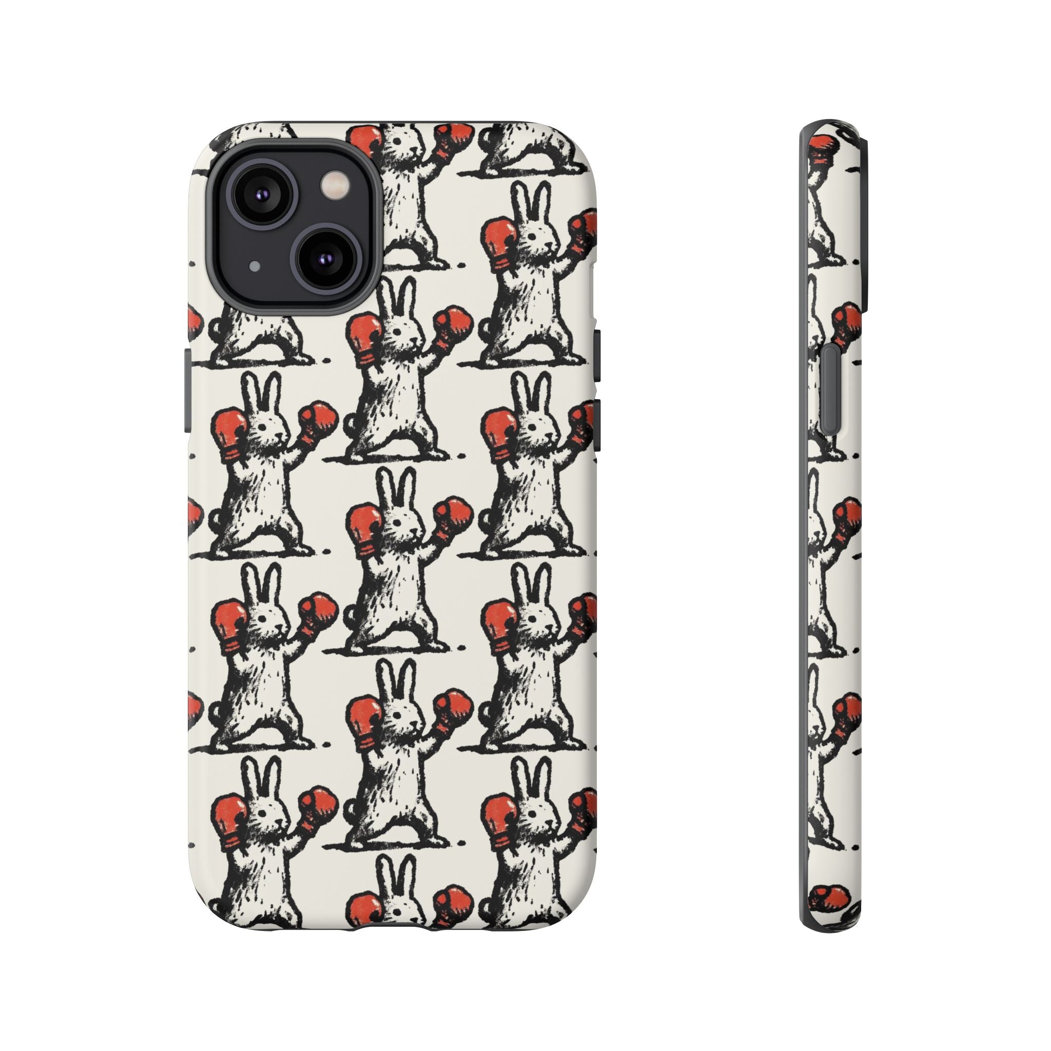 Playful Boxing Bunny Pattern Tough iPhone Case