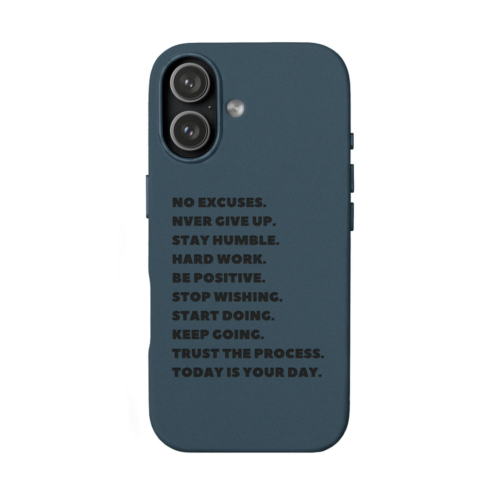 Engraved PU Leather Phone Case — Motivational Text Protective Cover