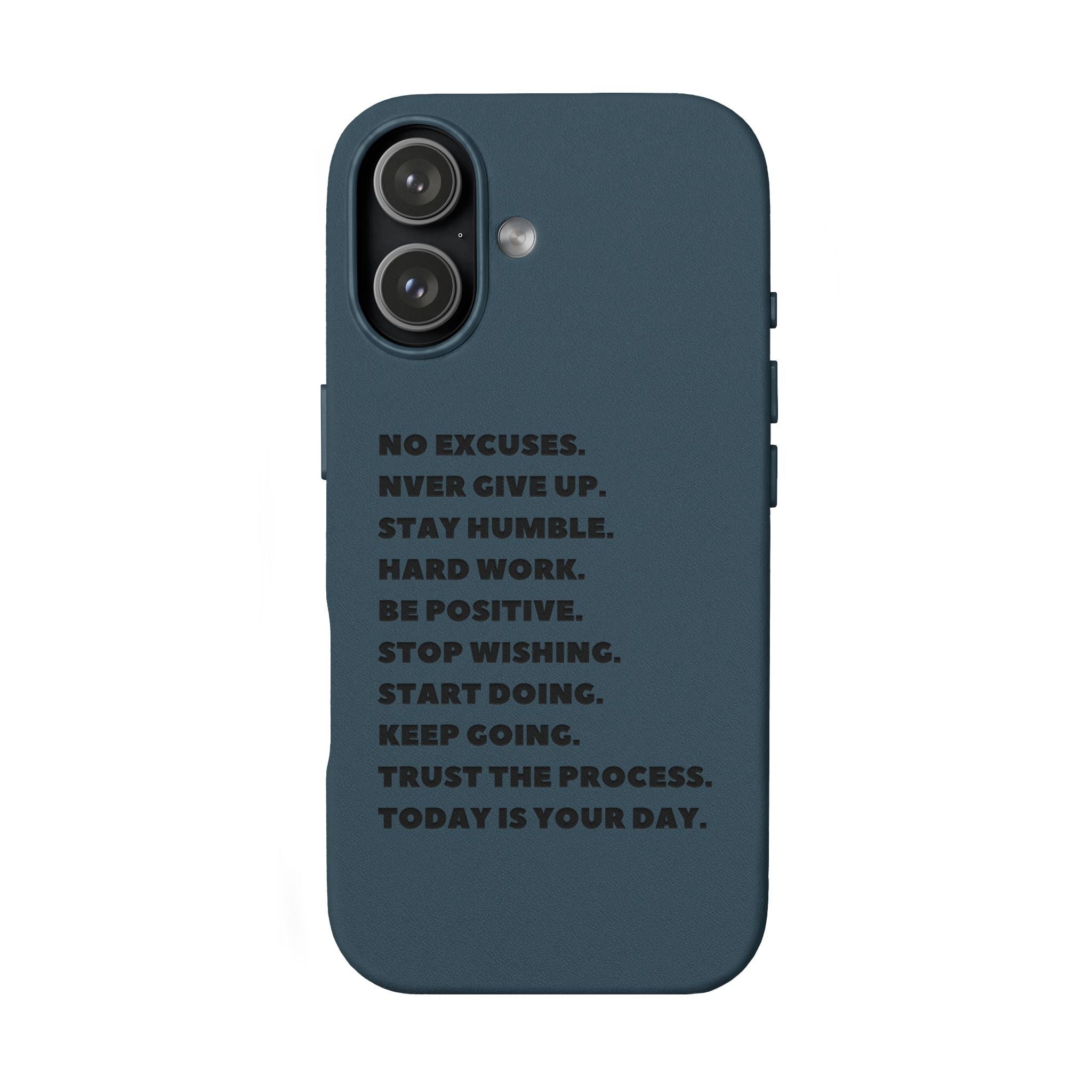 Engraved PU Leather Phone Case — Motivational Text Protective Cover