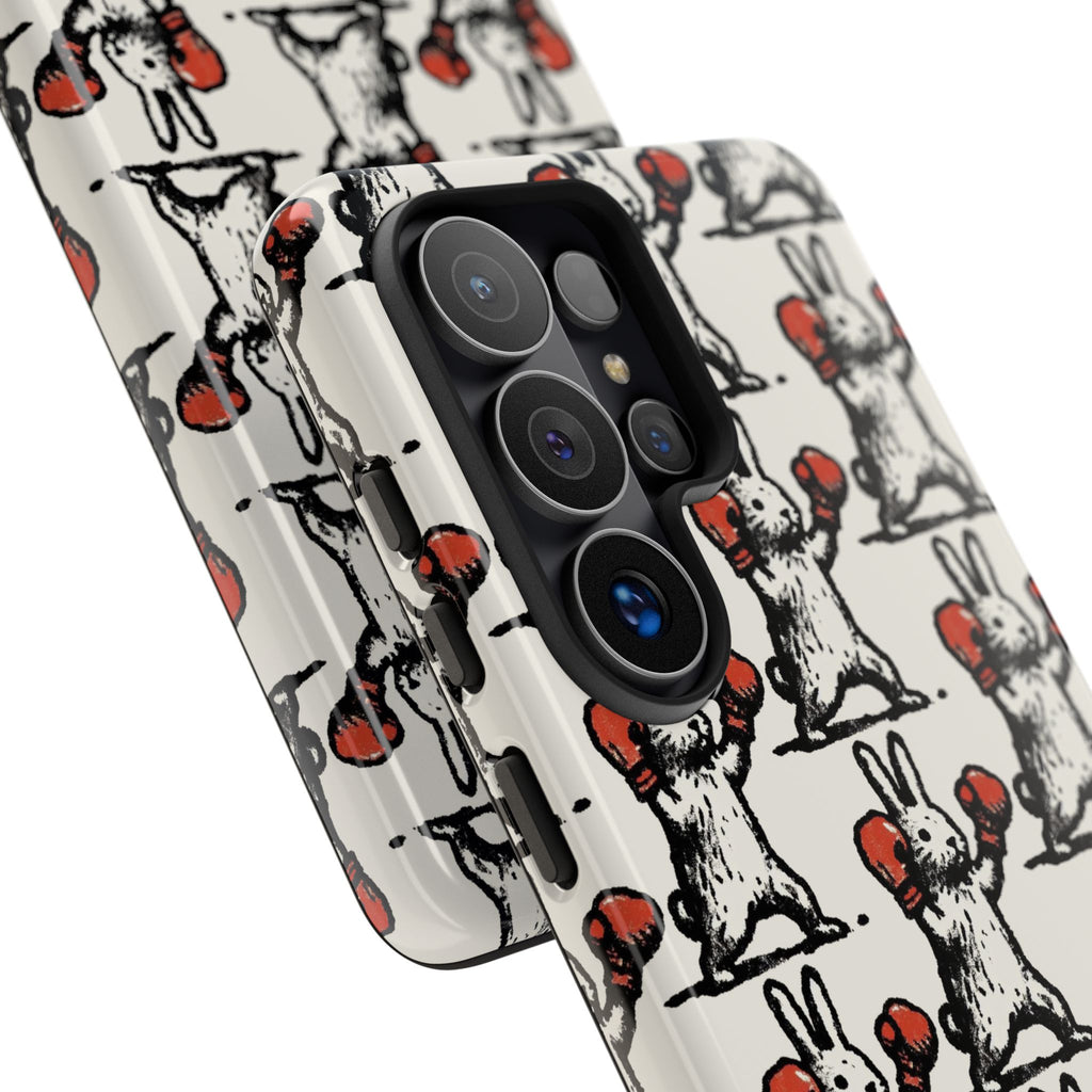 Playful Boxing Bunny Pattern Tough iPhone Case