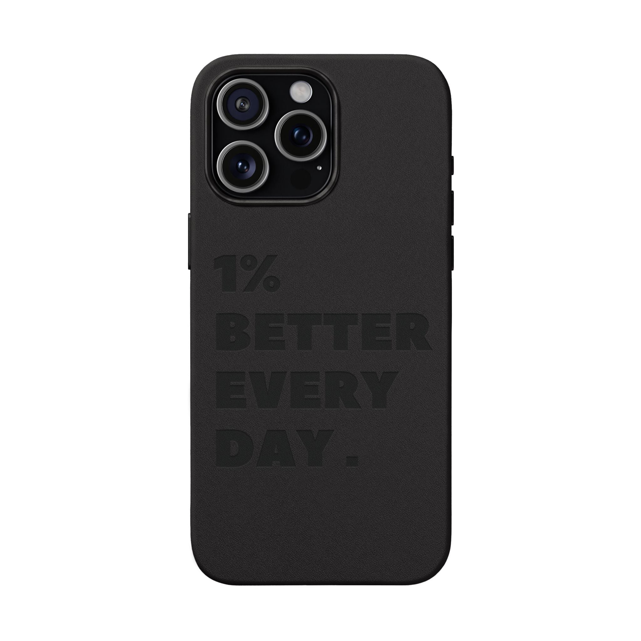 "1% Better Every Day" PU Leather Phone Case — Embossed Motivational iPhone Cover
