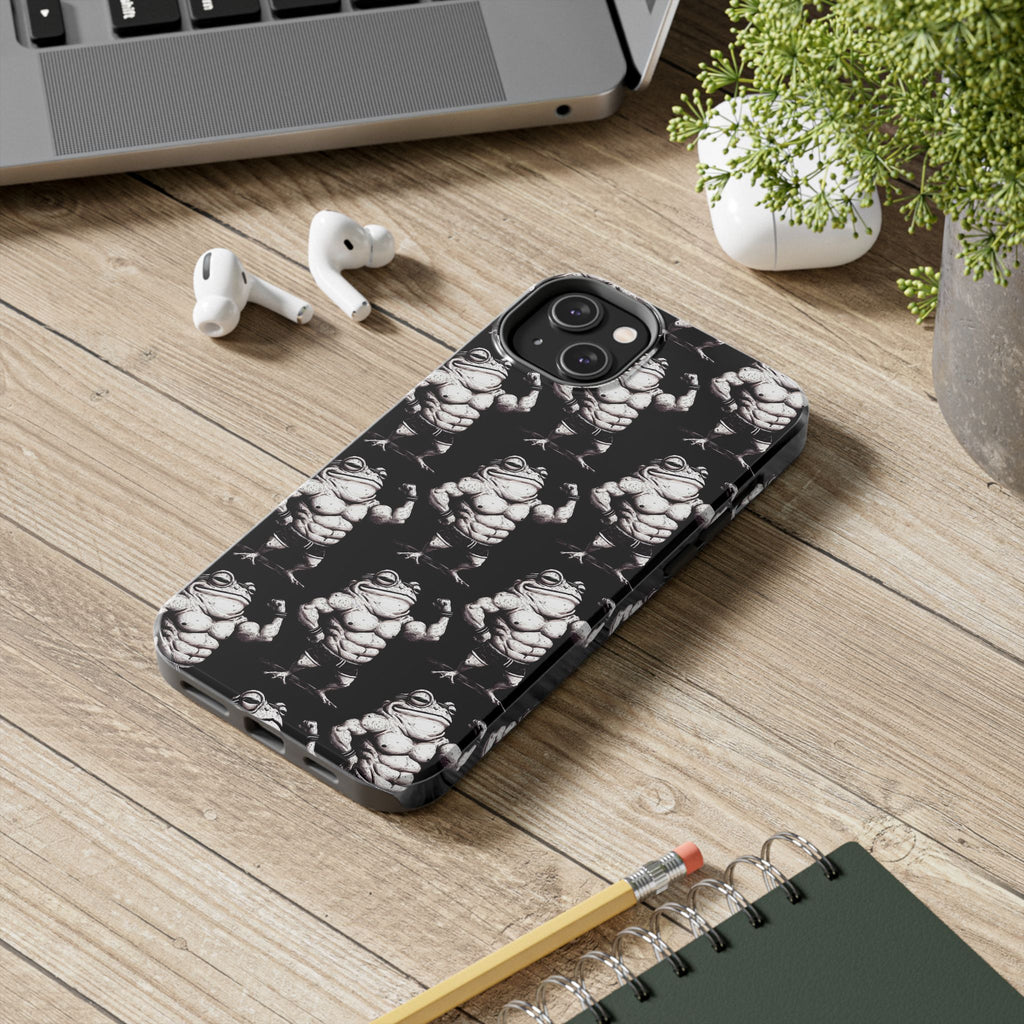 Frog Muscle Pattern Phone Case — Tough Black Protective iPhone Cover