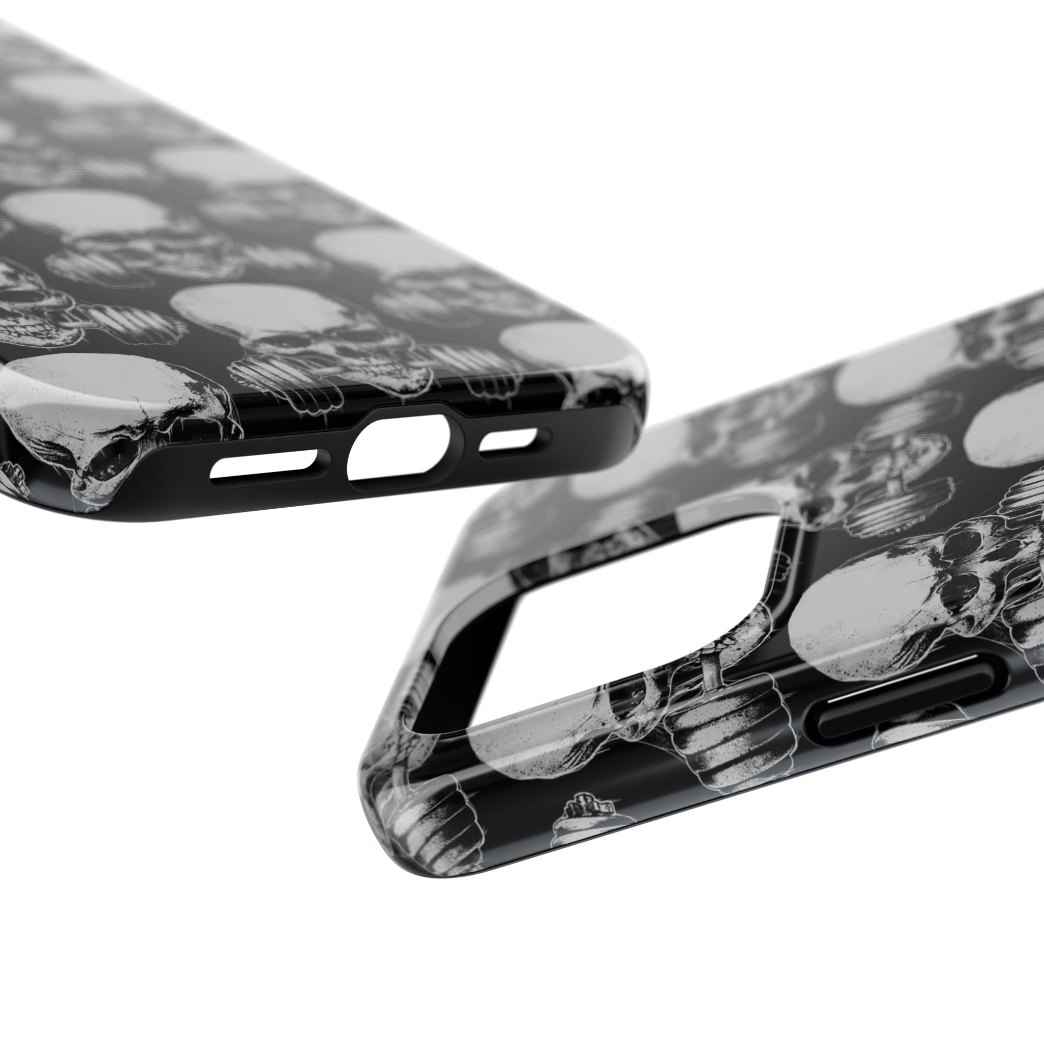 Skull Barbell Tough Phone Case — Black Grunge Protective Phone Cover