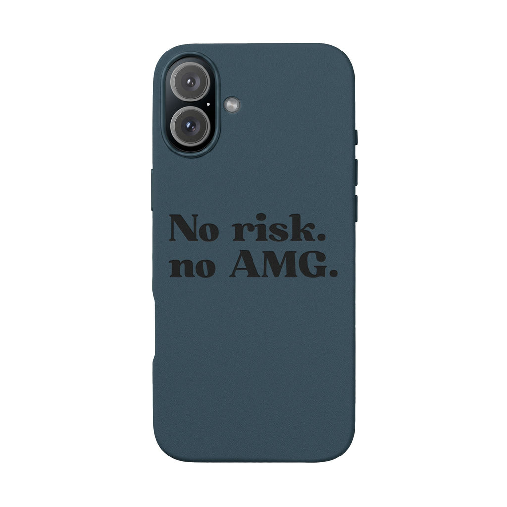Engraved “No risk. no AMG.” Brown PU Leather Phone Case