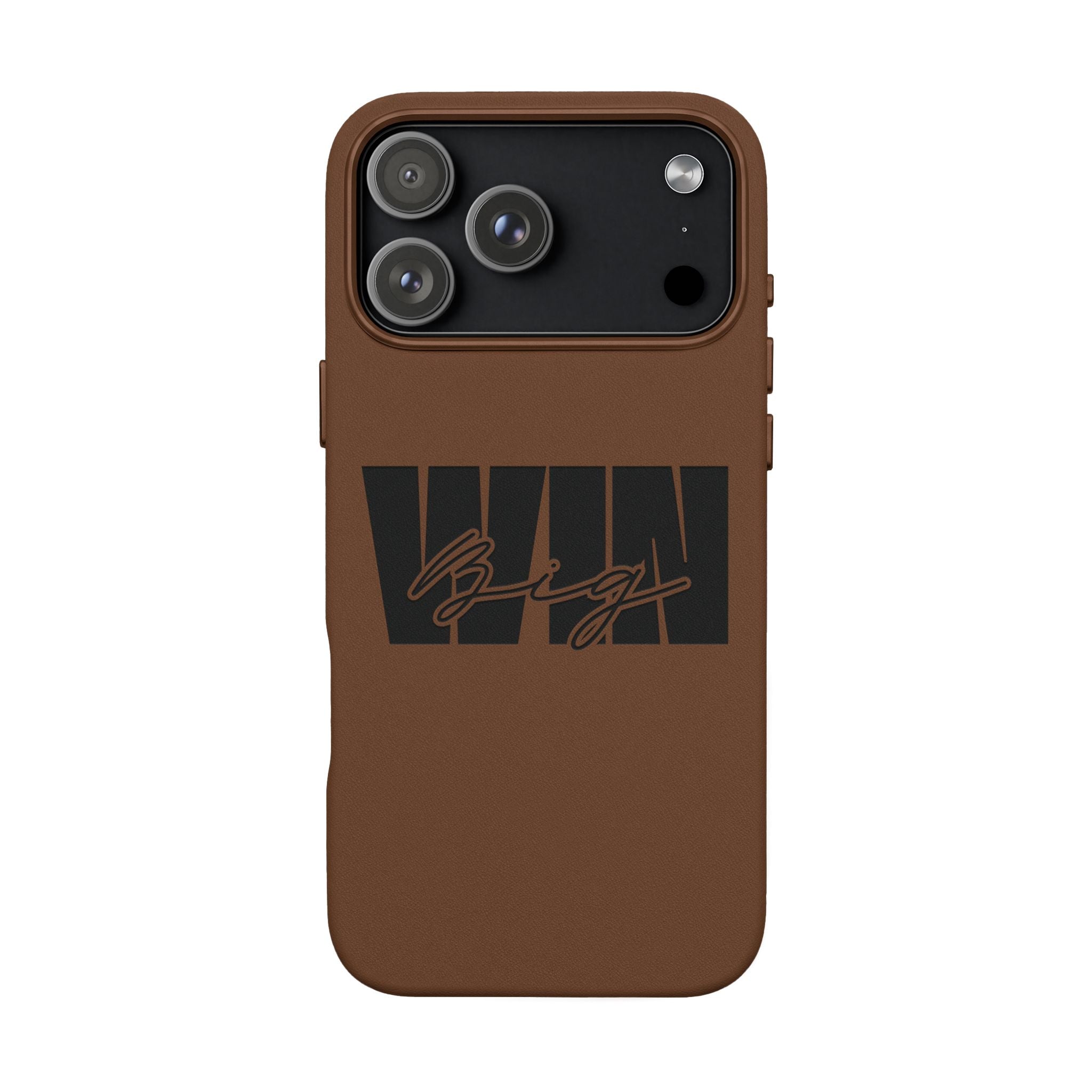 Engraved PU Leather Phone Case—Brown Signature Stripe Design