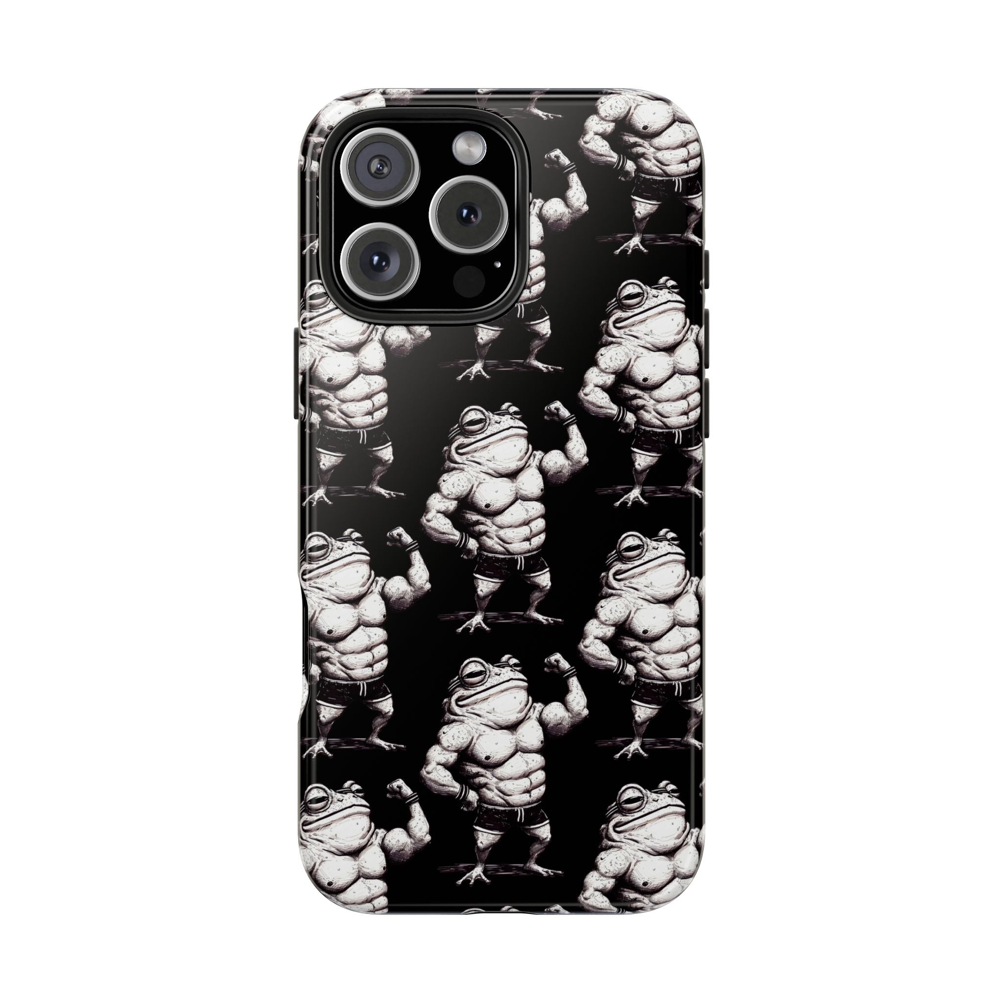 Frog Muscle Pattern Phone Case — Tough Black Protective iPhone Cover