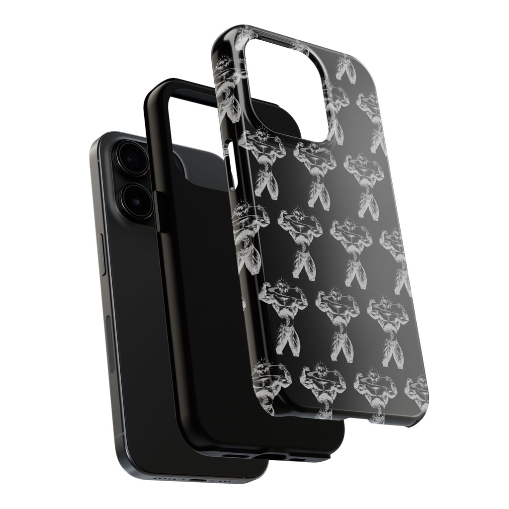 Black Tough Phone Case with White Moth Pattern — Protective iPhone Case, Gothic Nature Vibe