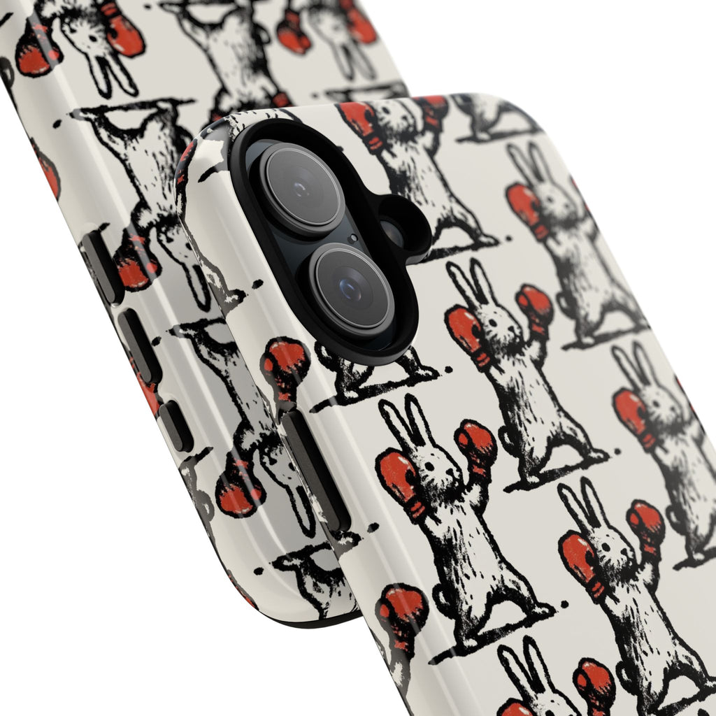 Playful Boxing Bunny Pattern Tough iPhone Case