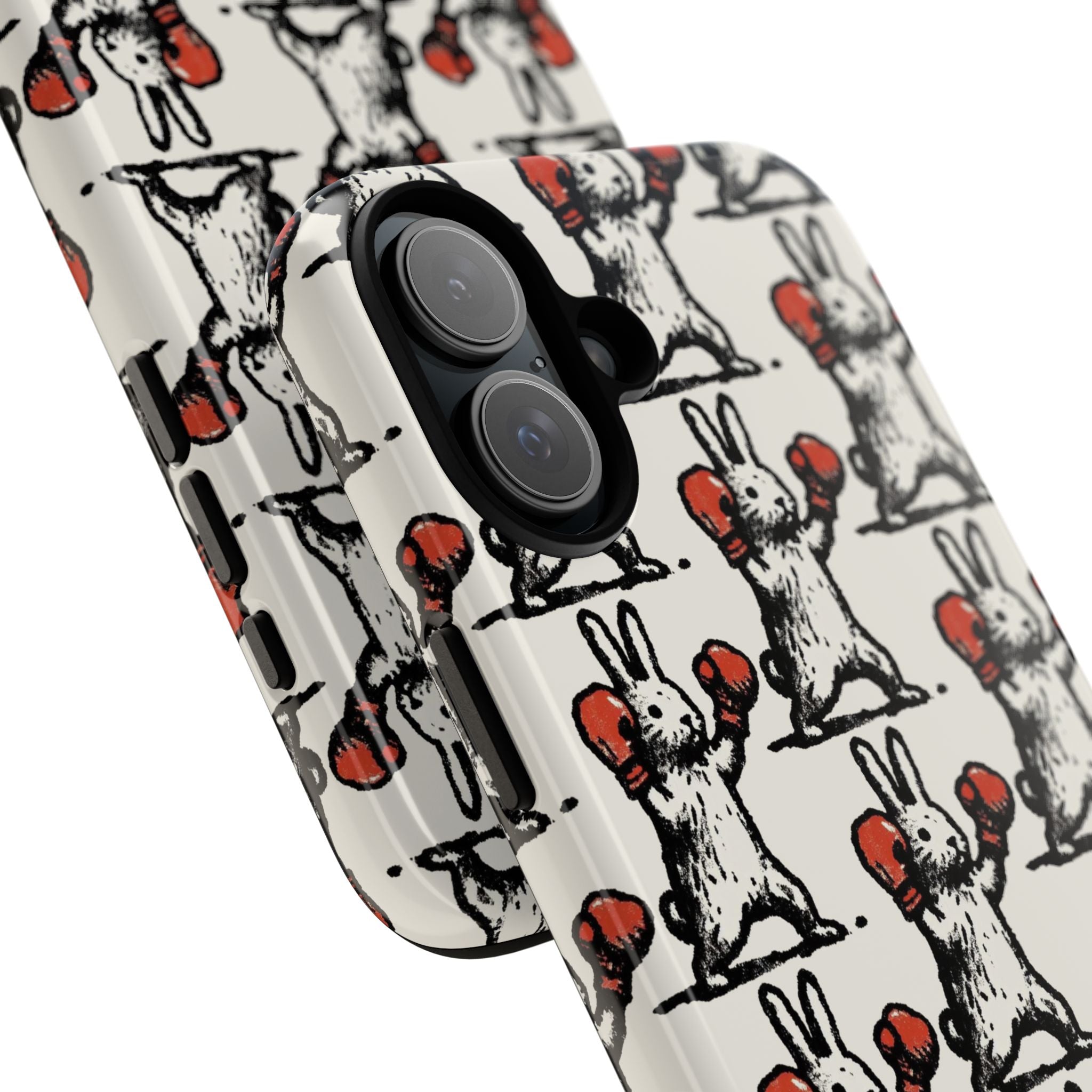Playful Boxing Bunny Pattern Tough iPhone Case