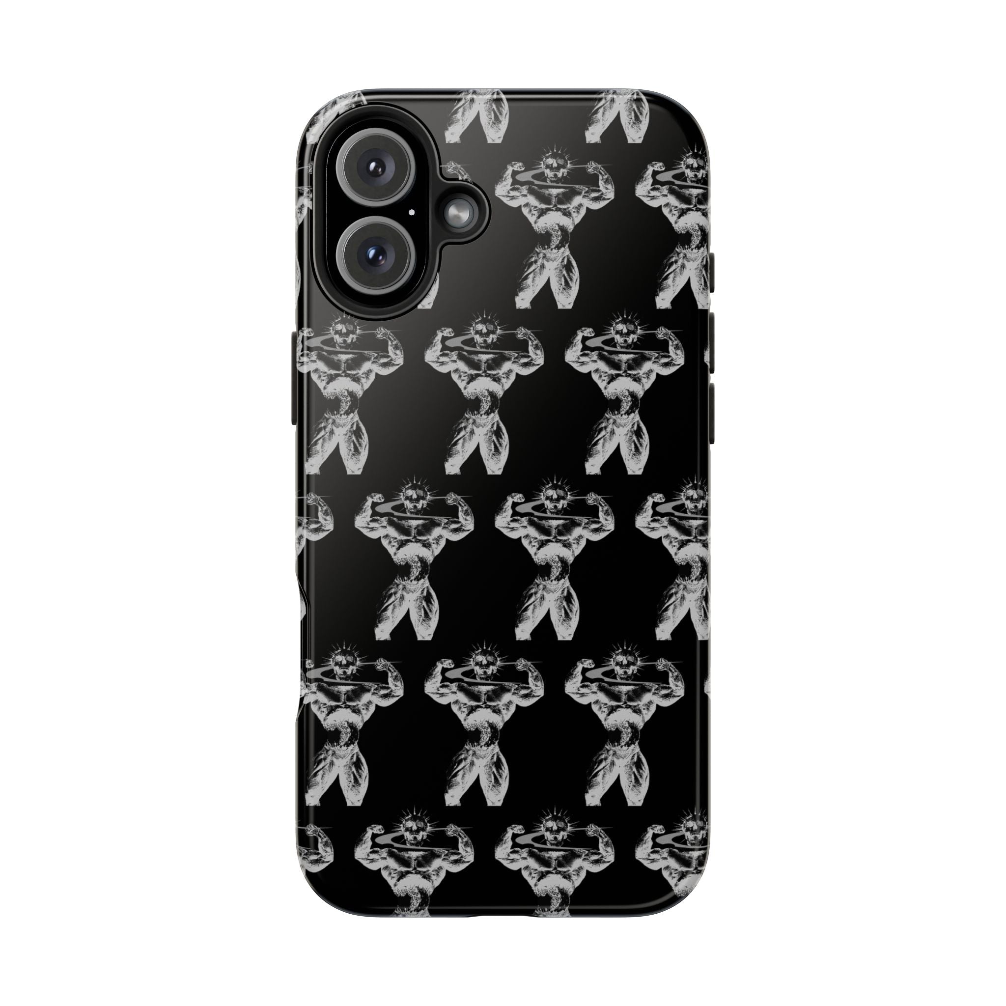 Black Tough Phone Case with White Moth Pattern — Protective iPhone Case, Gothic Nature Vibe